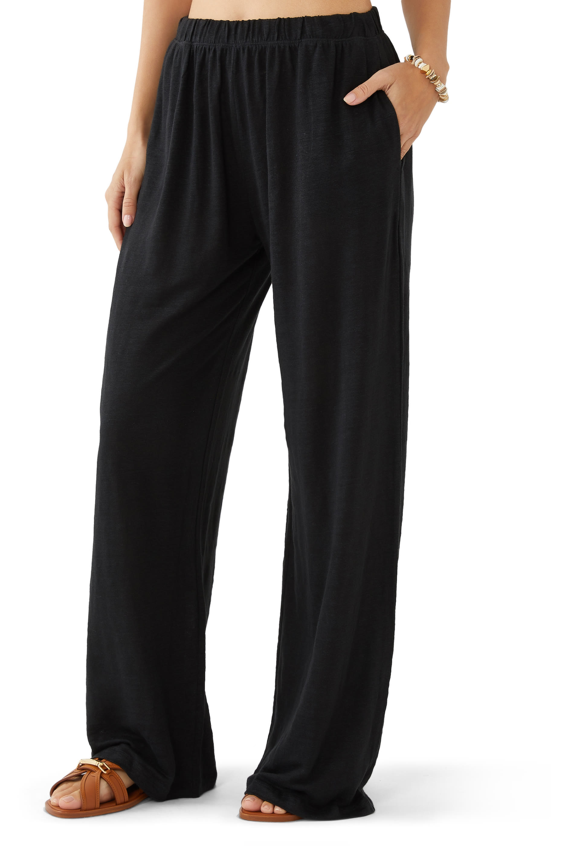 High Waisted Organic Linen Knit Pants