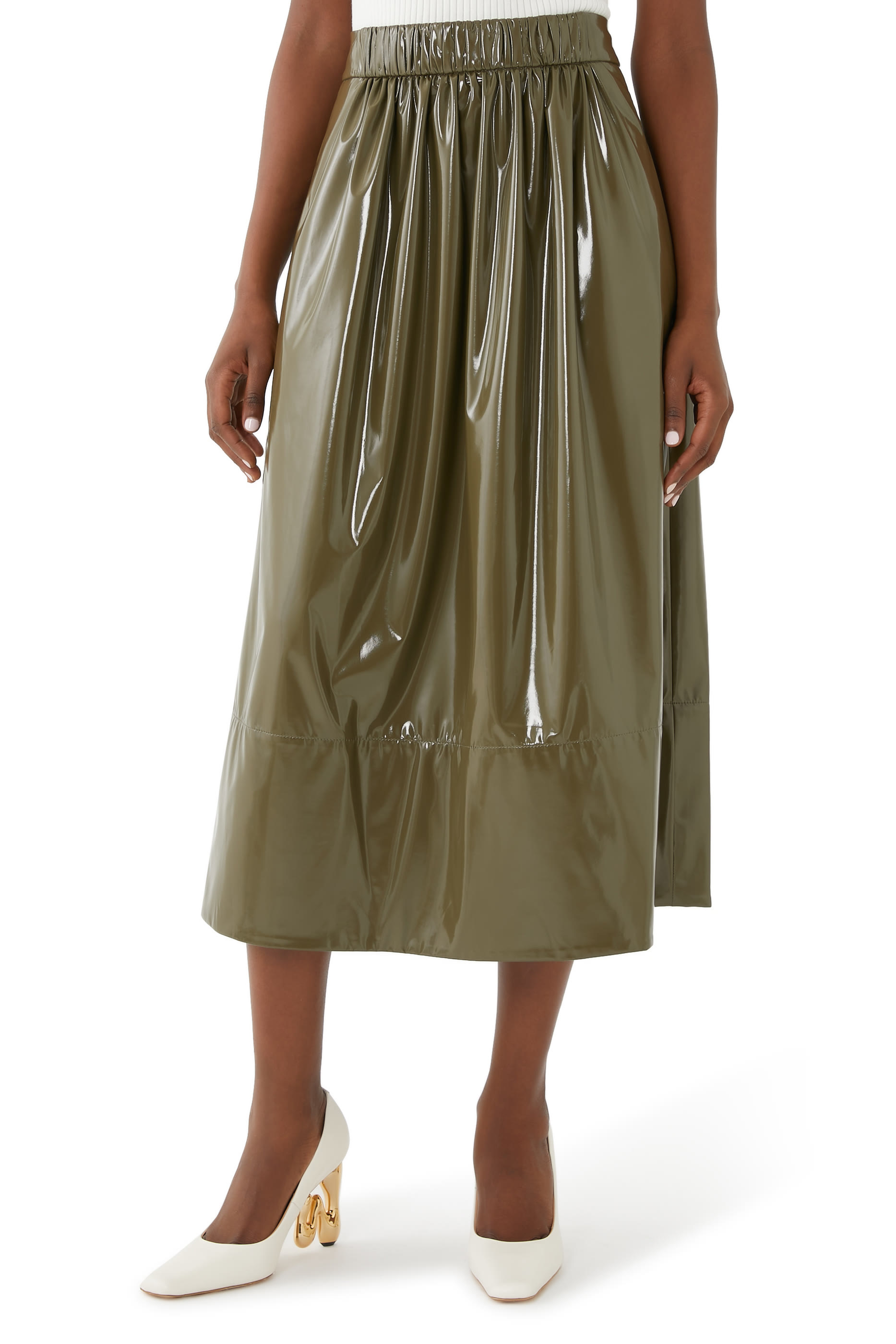 Patent Midi Skirt