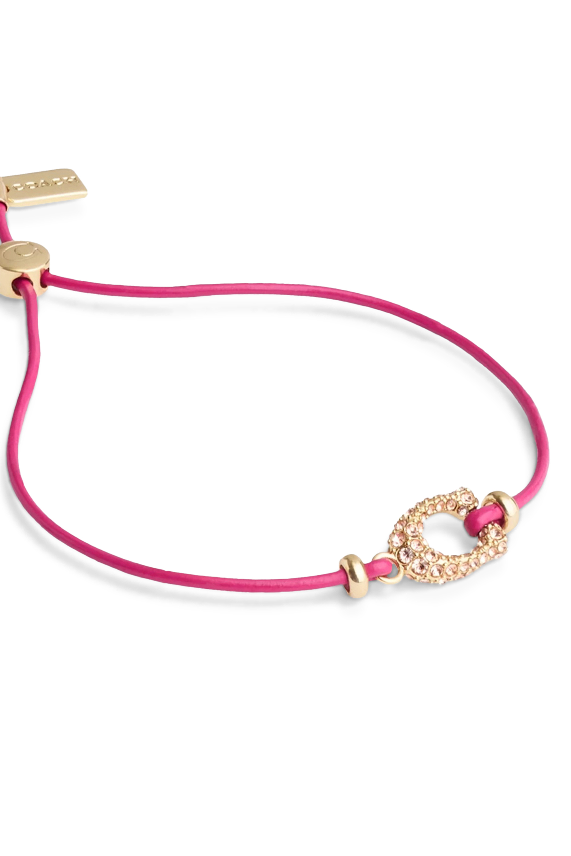 Leather Pave C Slider Bracelet