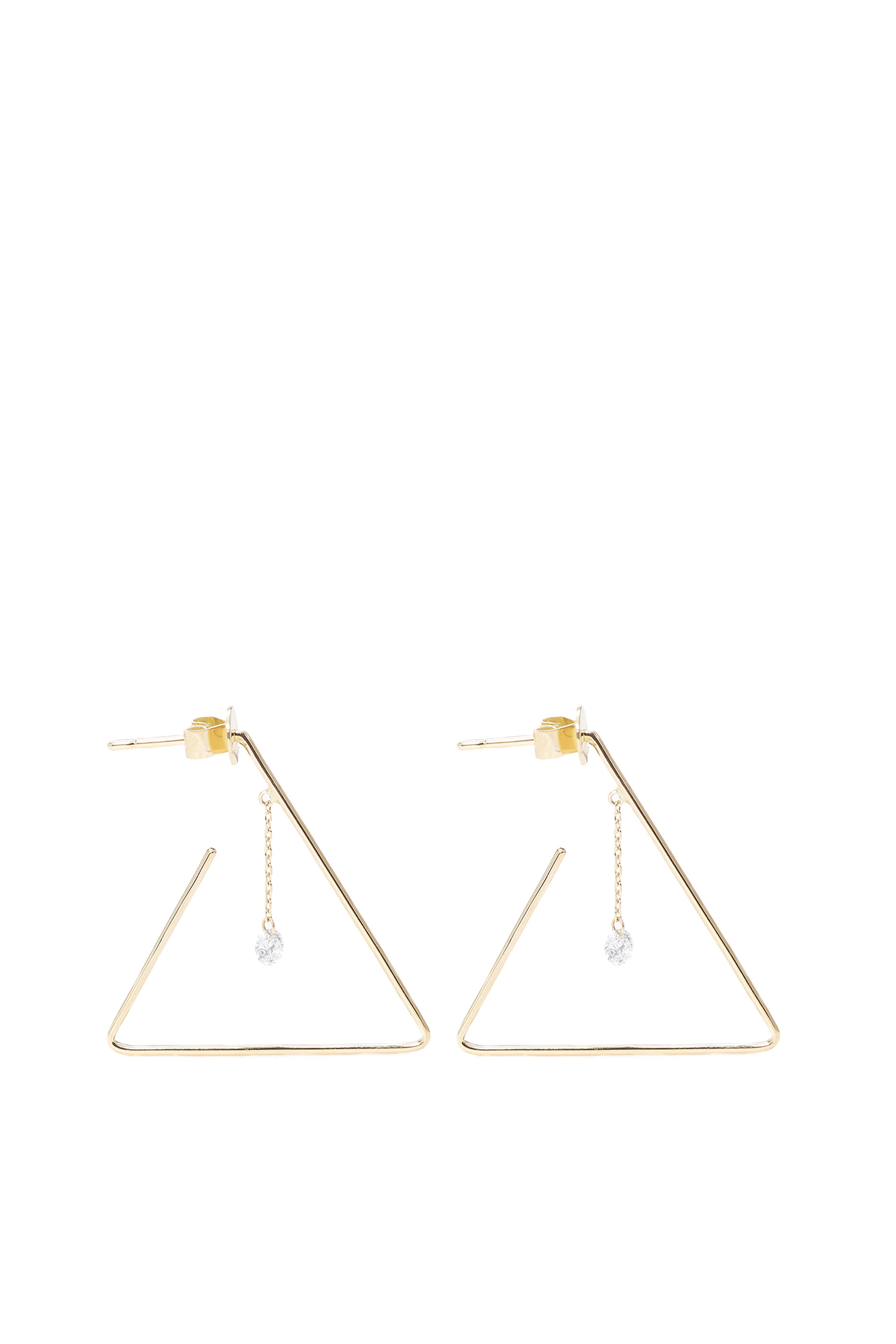 One Diamond Triangle Earrings