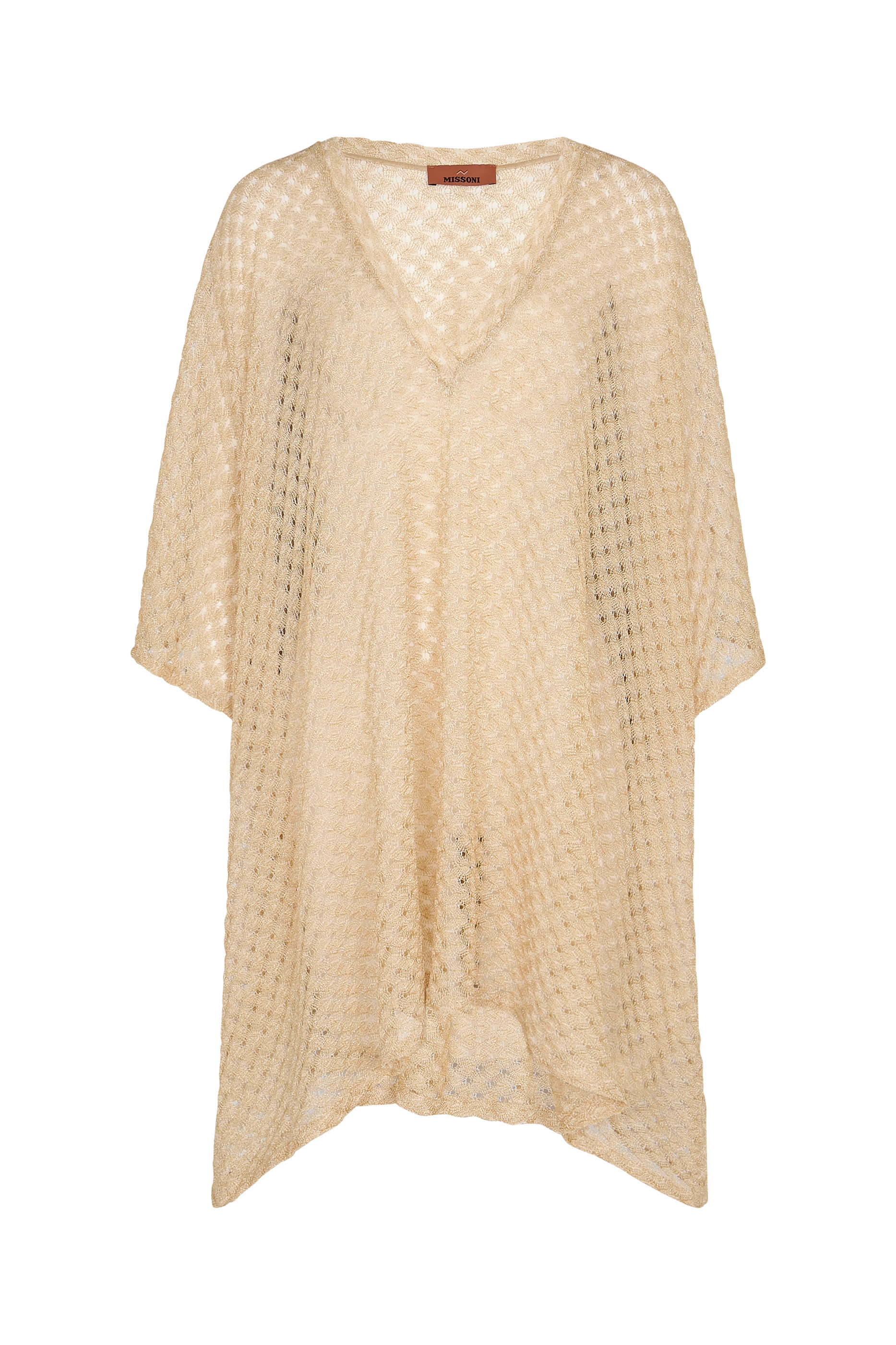 Short Caftan Cover-Up in Lamé Viscose with Raschel Workmanship