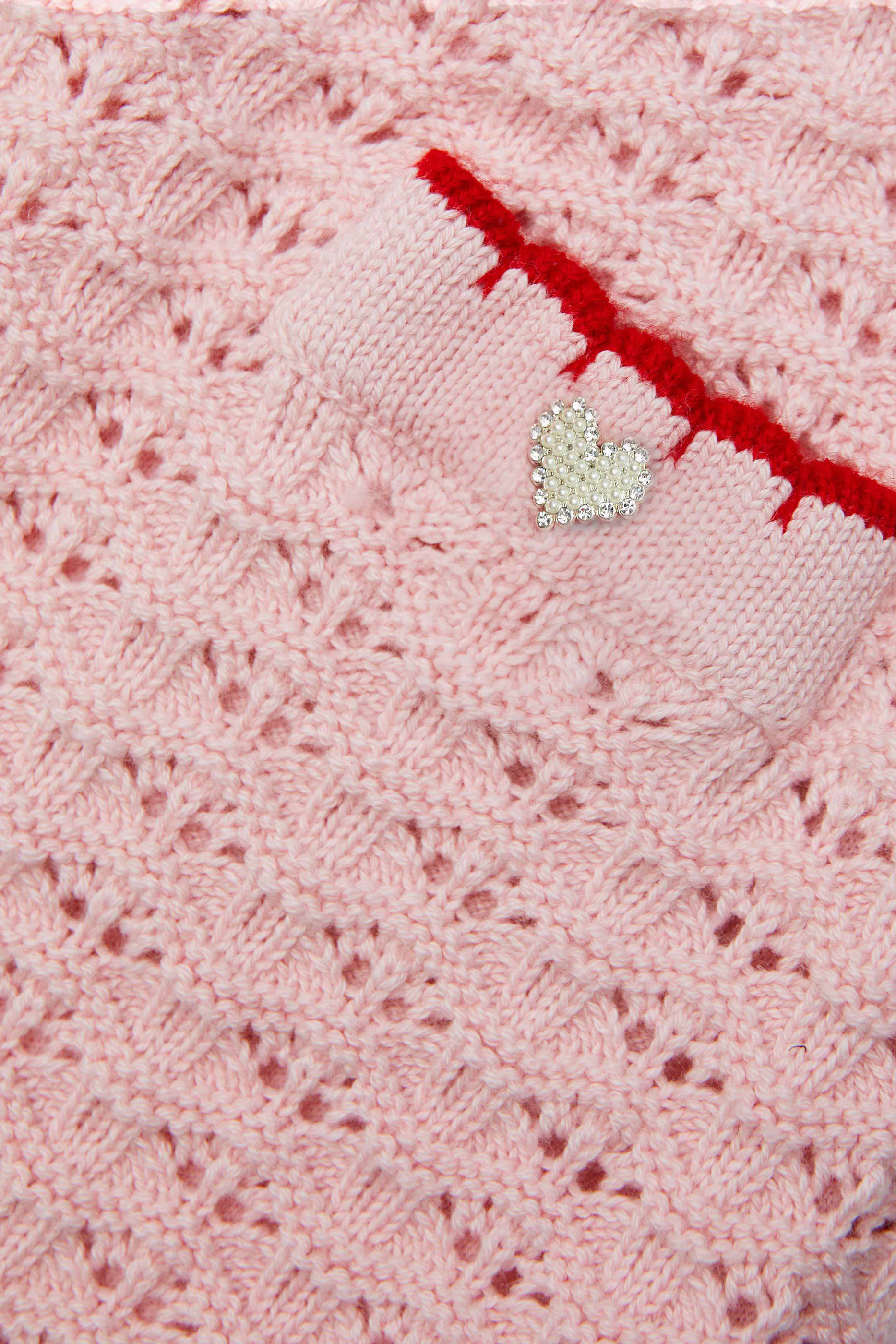 Kids Textured Knit Heart Detail Skirt