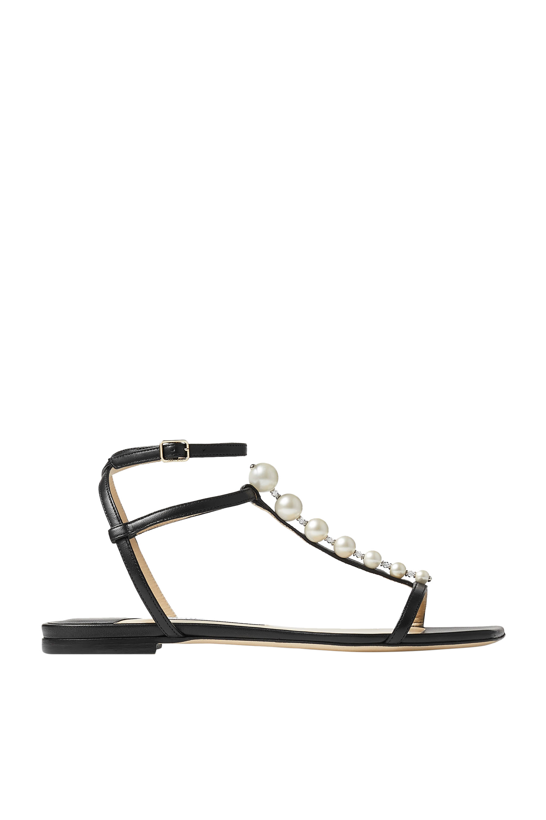 Amari Pearl-Embellished Leather Sandals