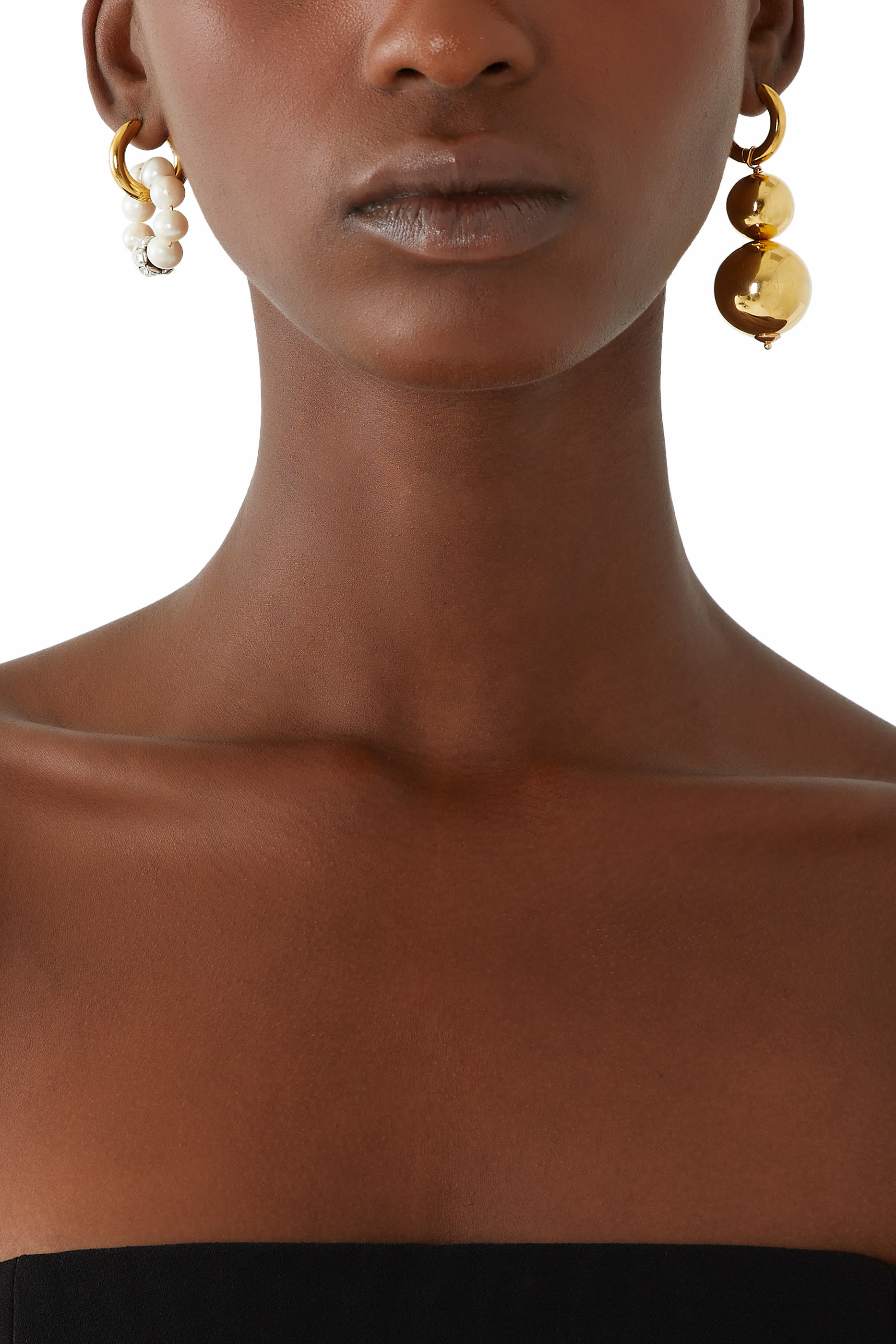 Mix & Match Earrings, 24k Gold-Plated Brass & Pearls
