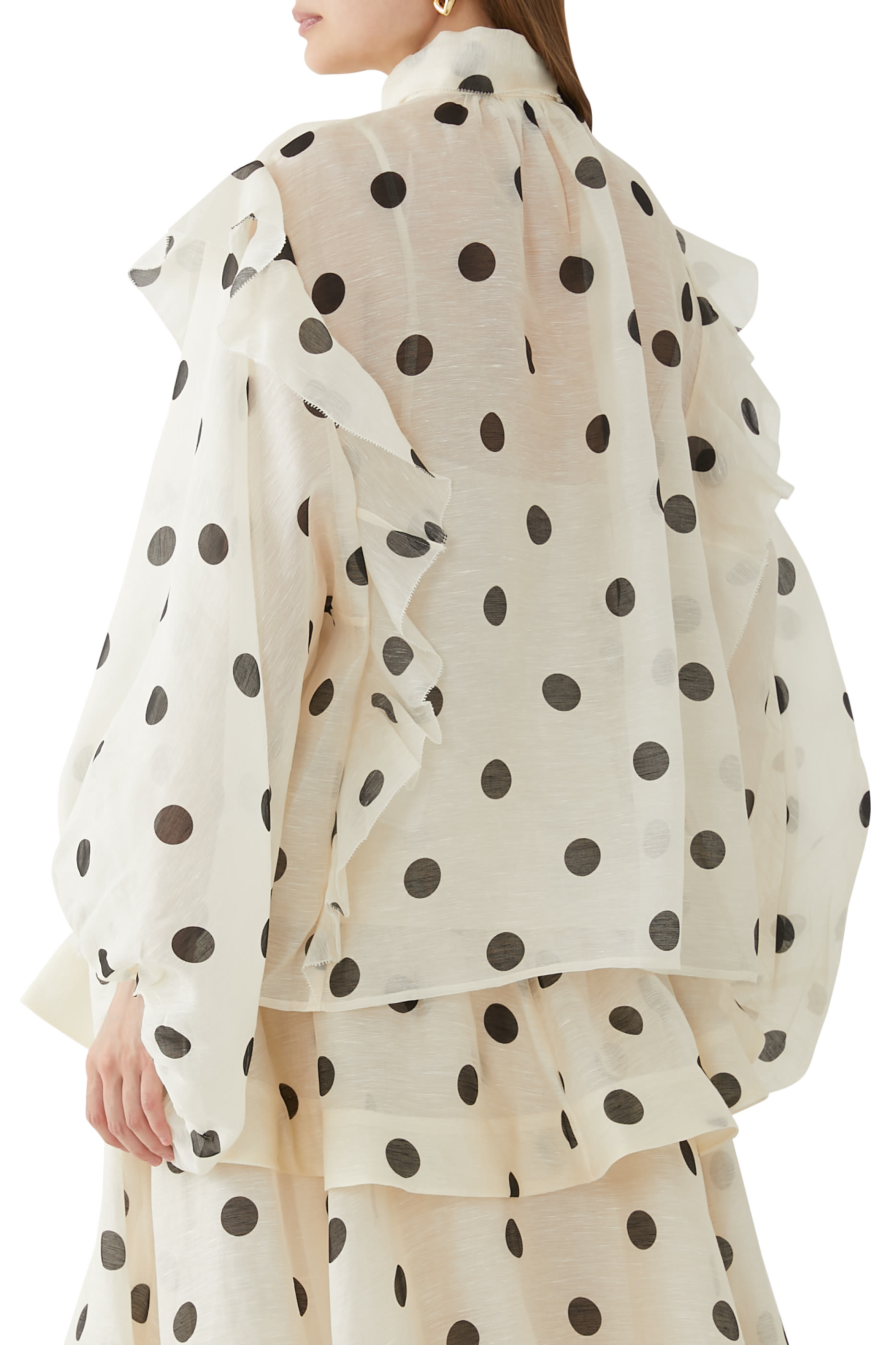 Crush Tie Neck Ruffle Blouse