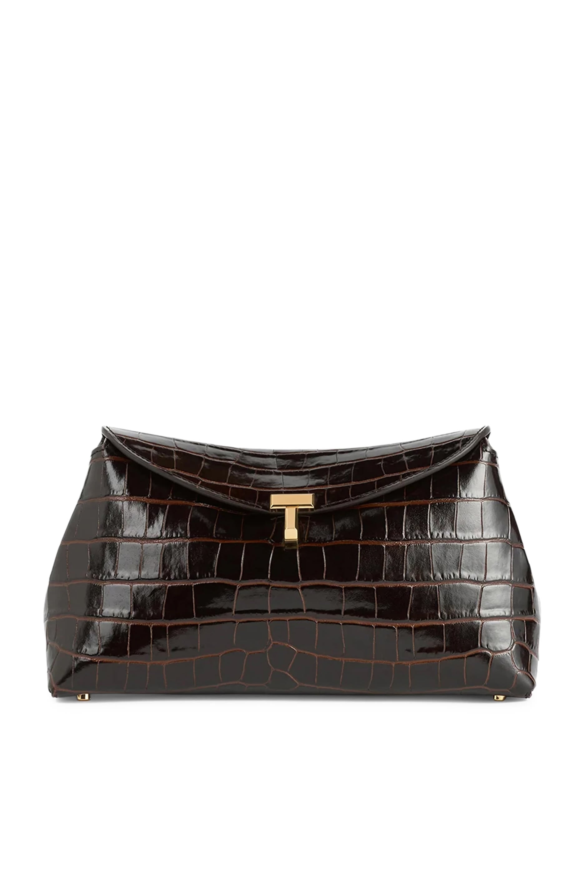 T-Lock Croco-Embossed Clutch