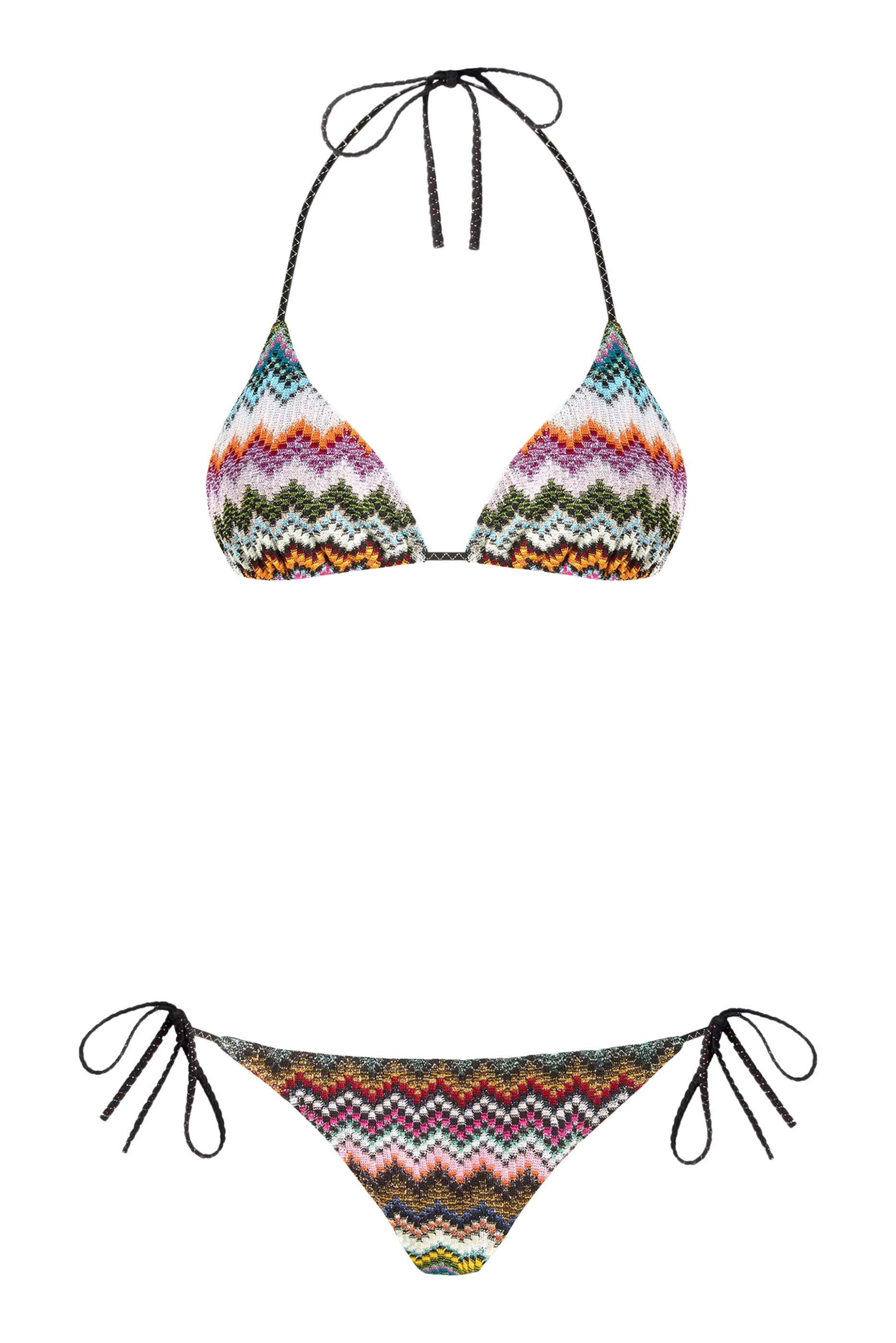 Pixel-Effect Zigzag Pattern Triangle Bikini Set