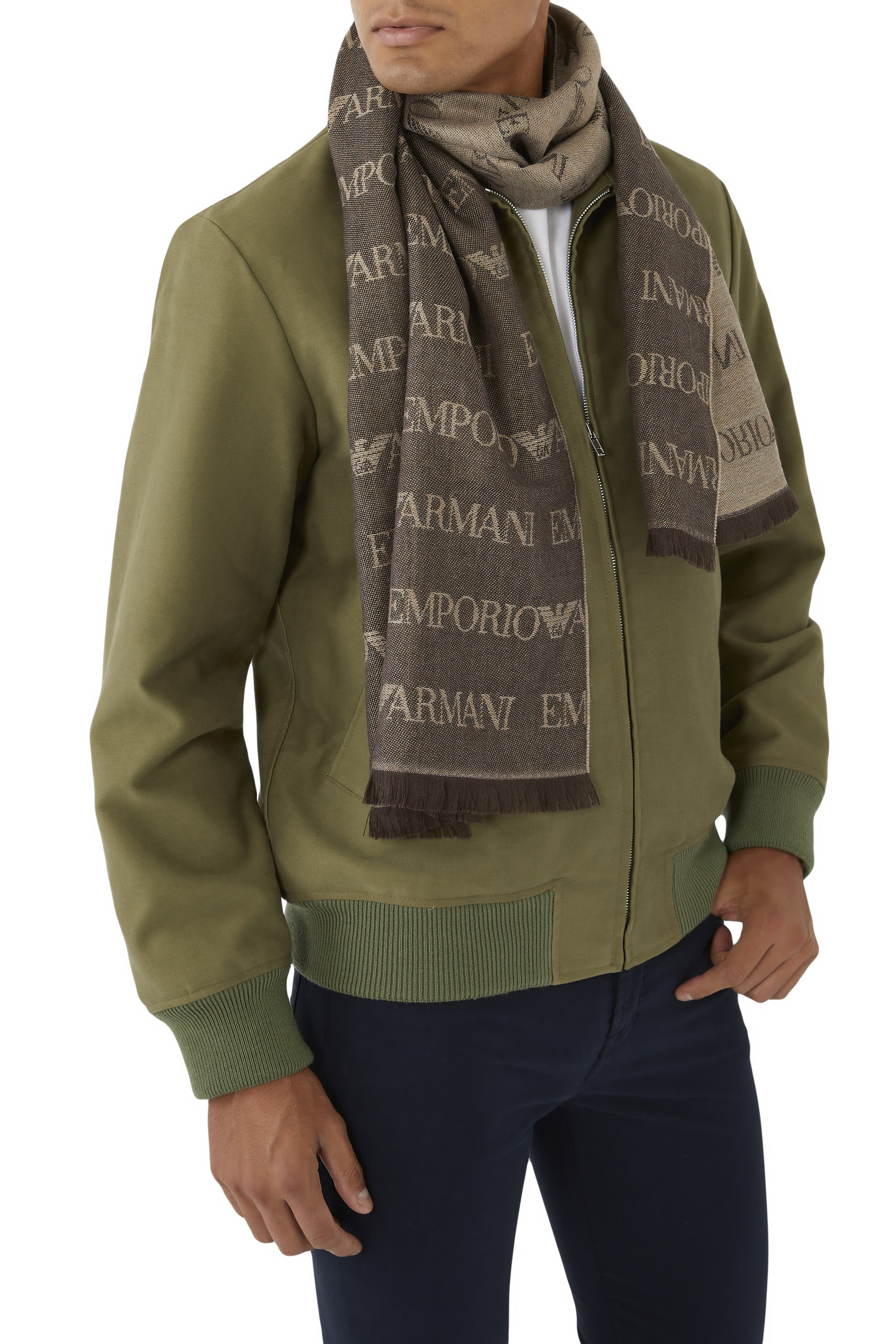 Virgin-Wool and Acrylic Logo Scarf