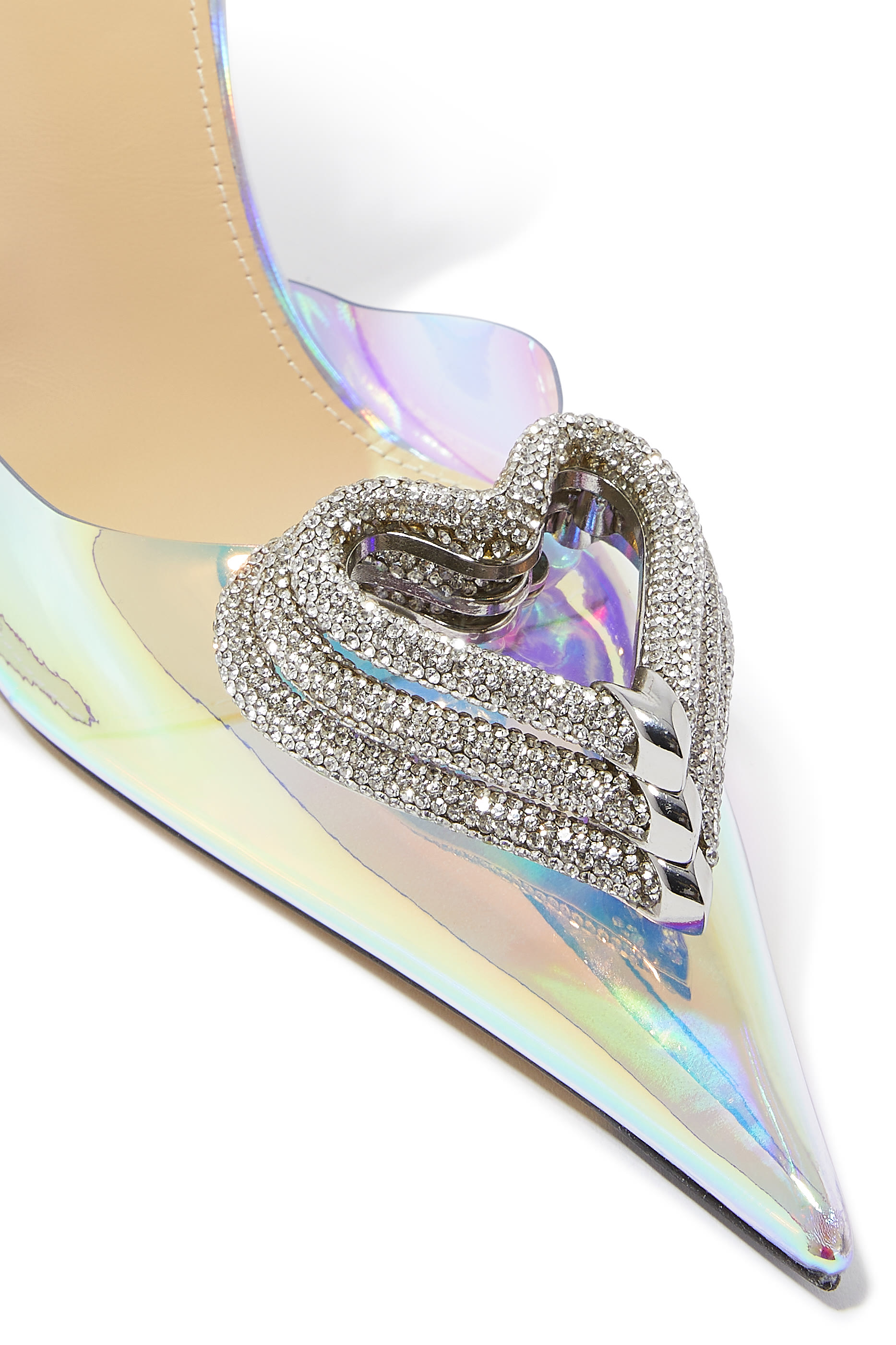 Triple Heart Iridecsent PVC Slingback Pumps