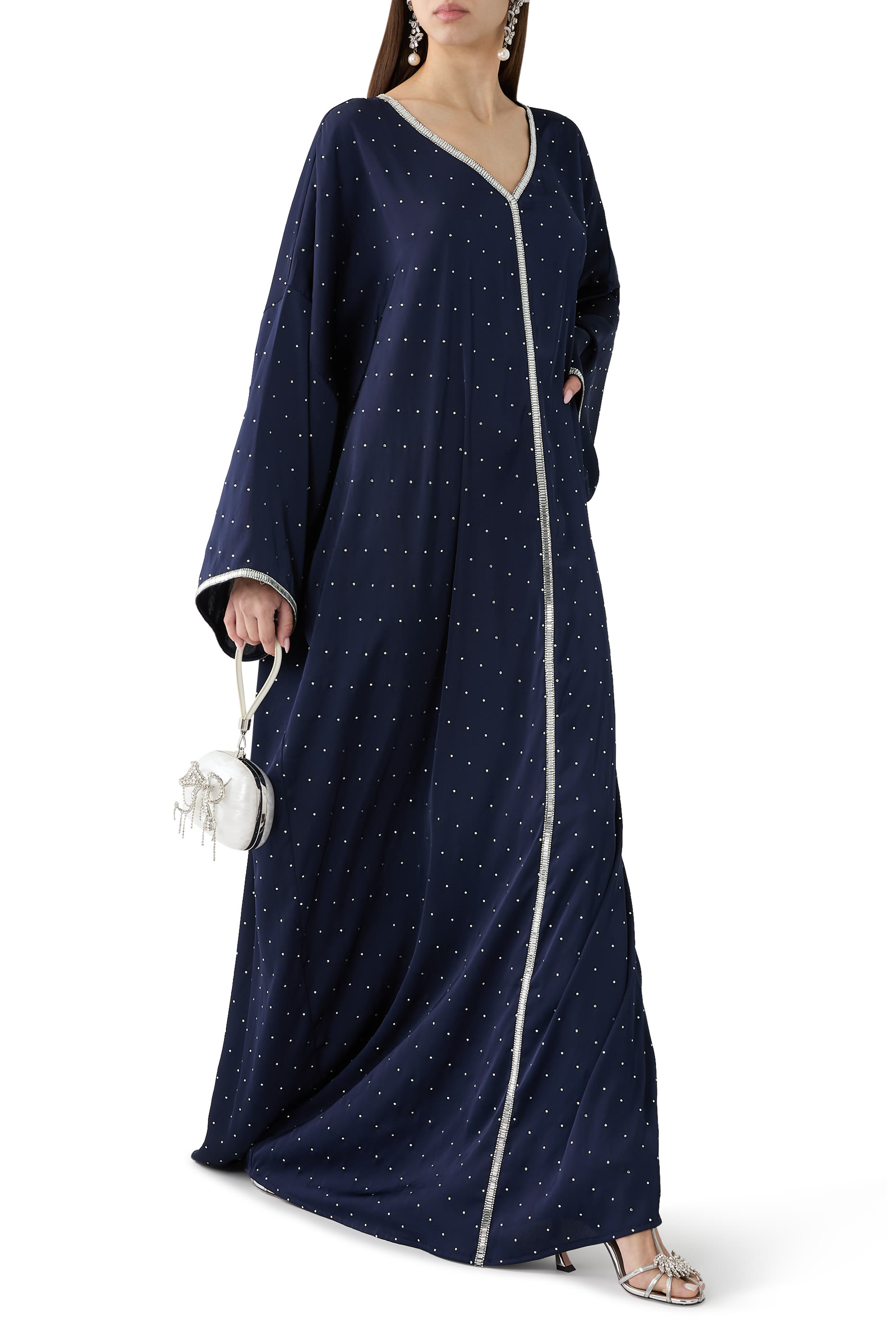 Studded Free Size Kaftan with Trim