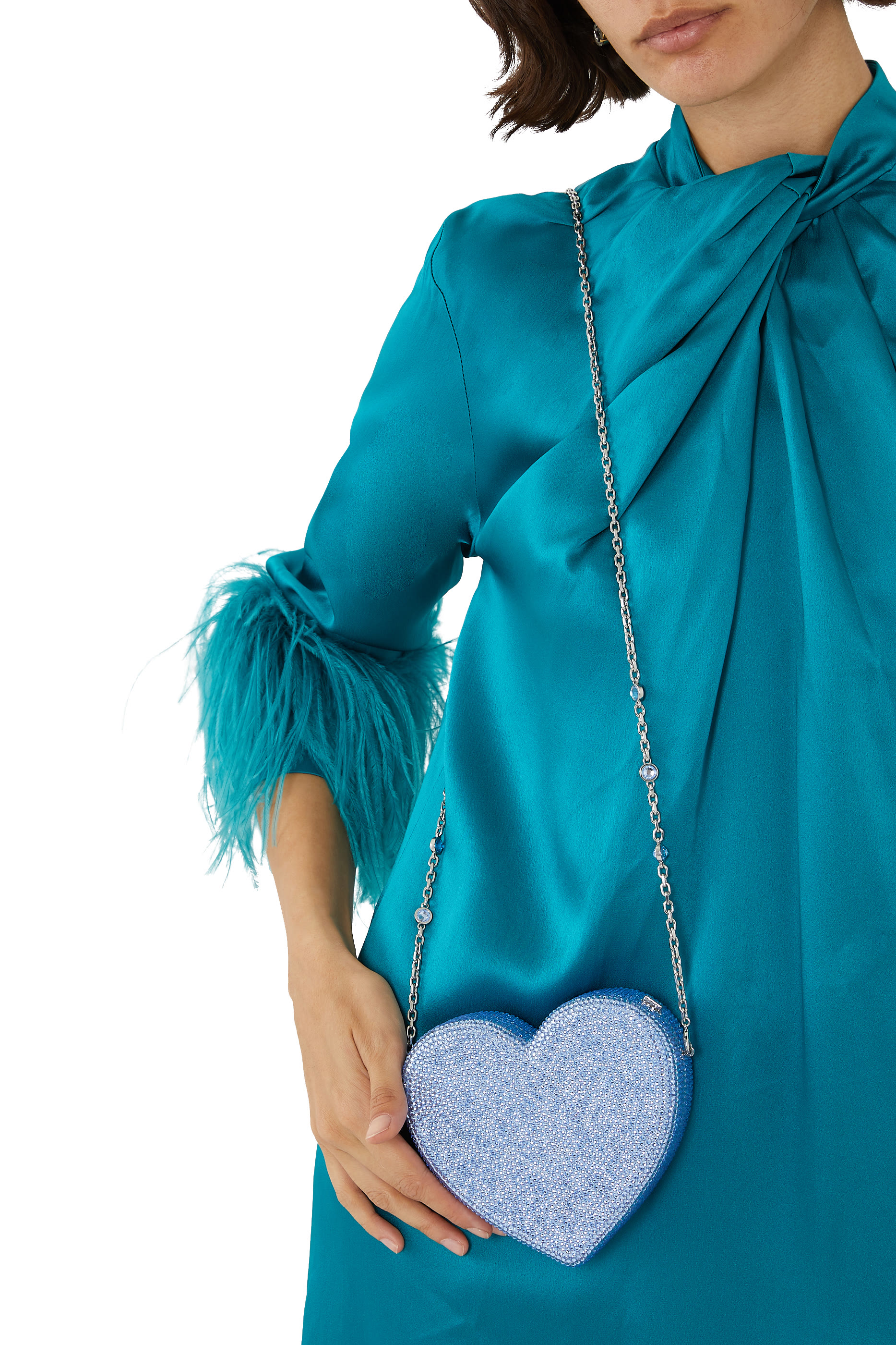 Heart Crystal-Embellished Clutch