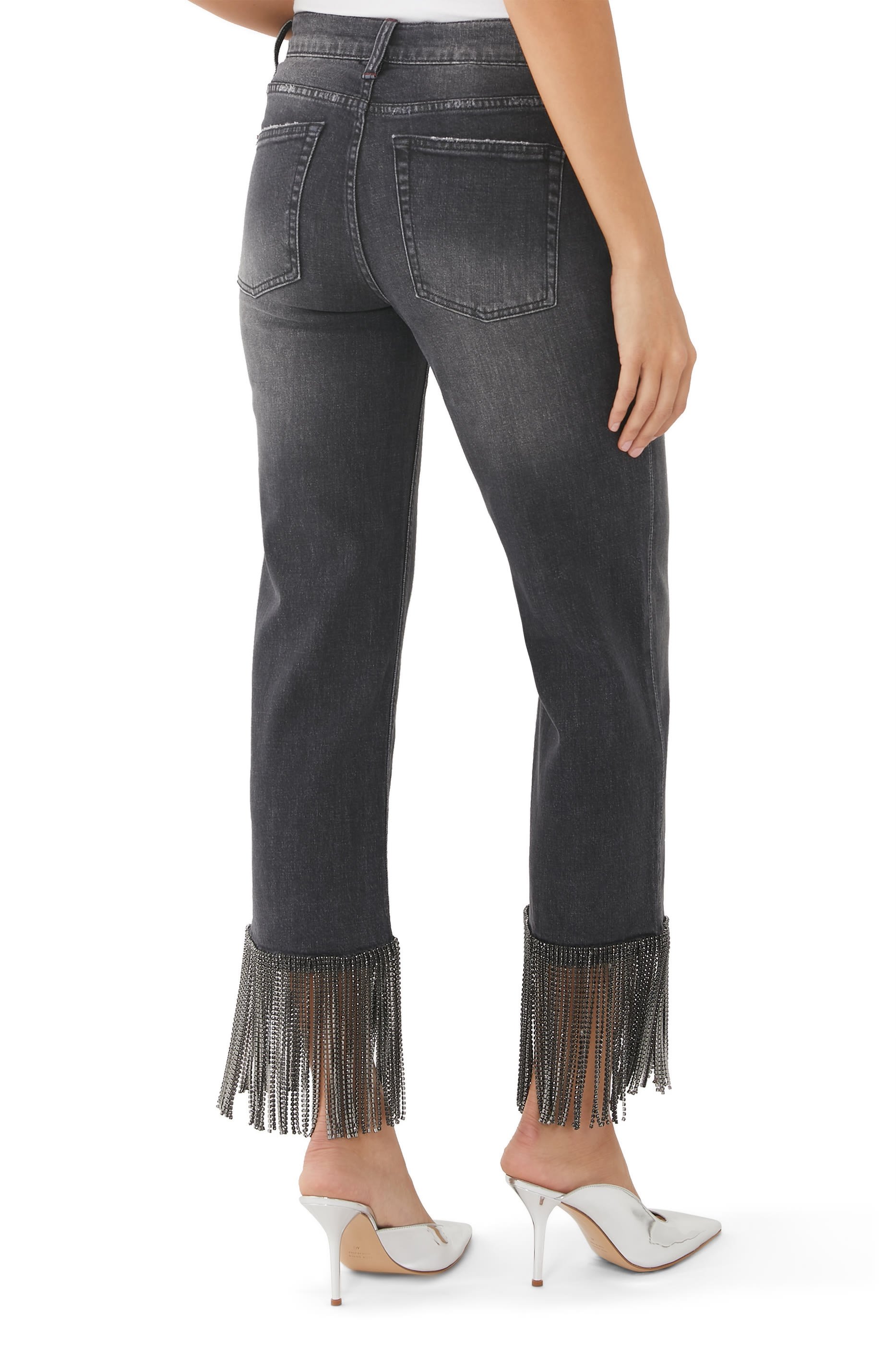 Amazing Crystal Fringe Hem Jeans