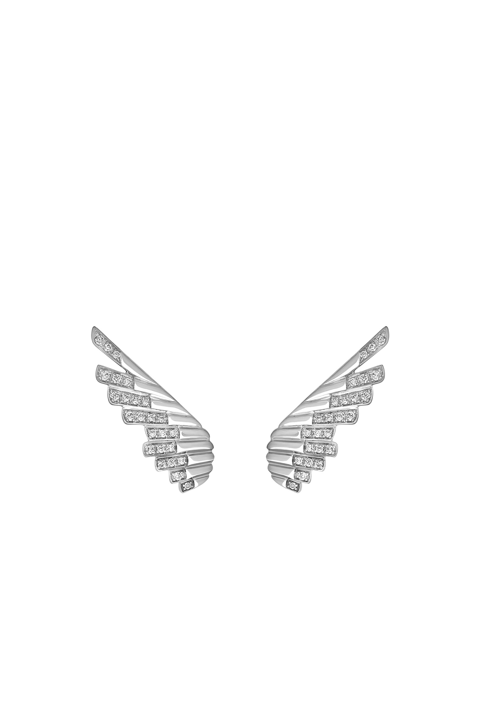 Wings Rising Earrings, 18K White Gold & Diamonds