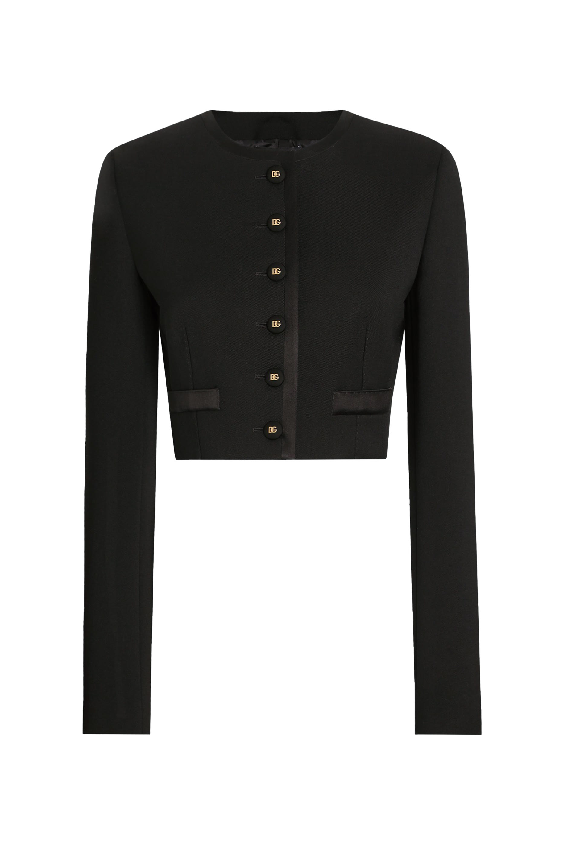 Cropped Single-Breasted Wool Jacket