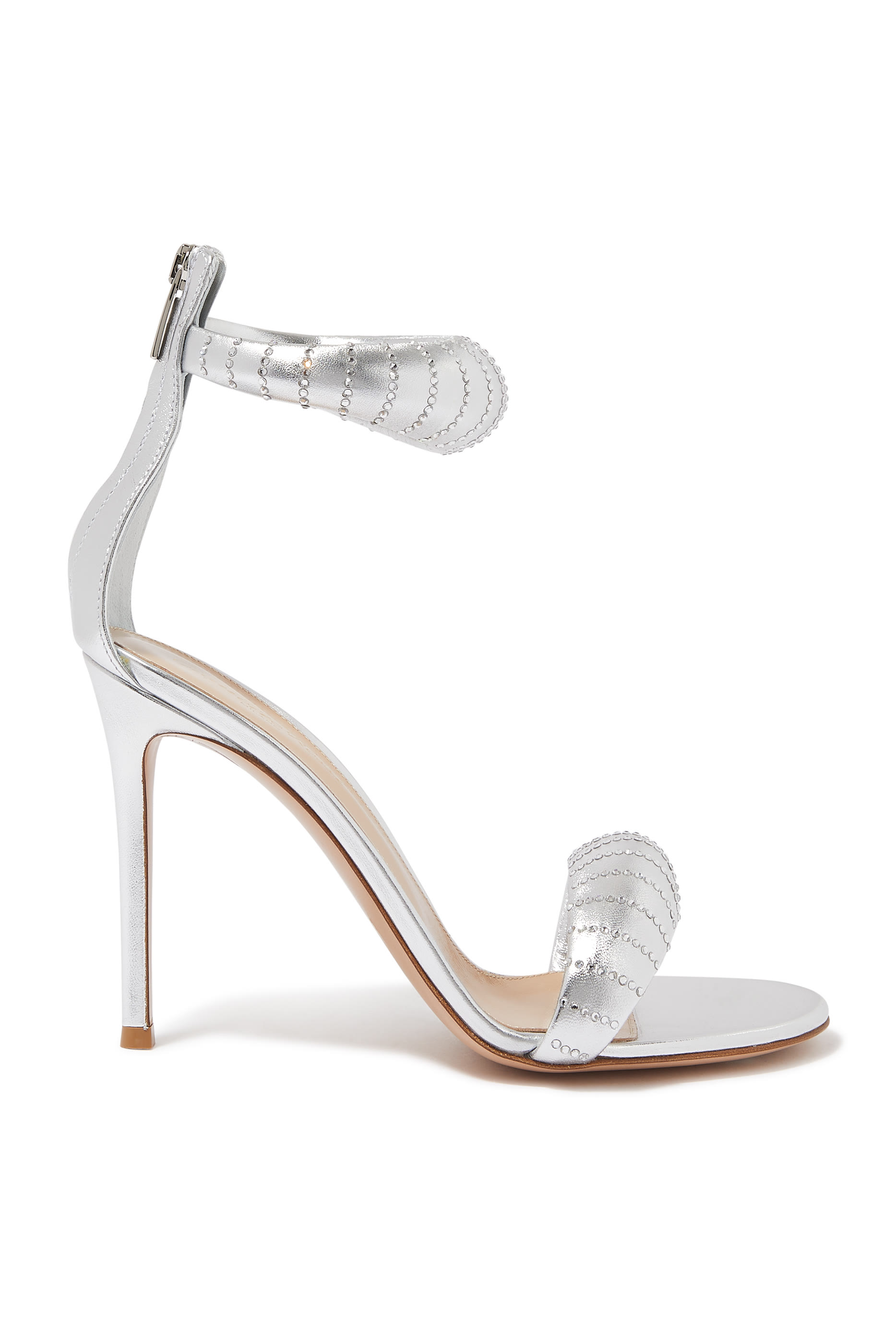 Bijoux 105 Crystal Embellished Metallic Leather Sandals