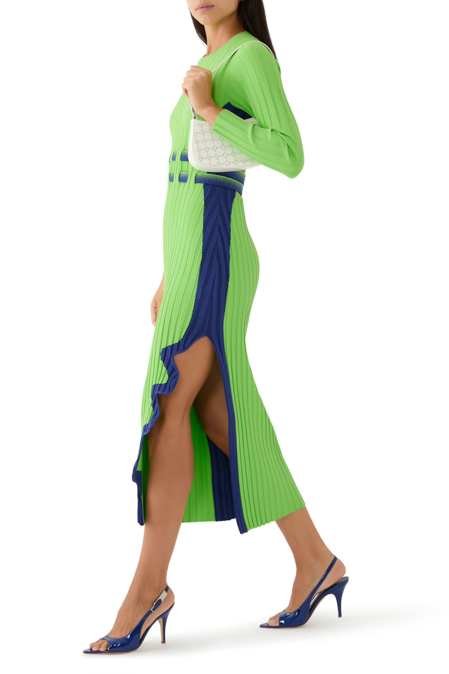 Aster Pleated Dress with Wavy Slit