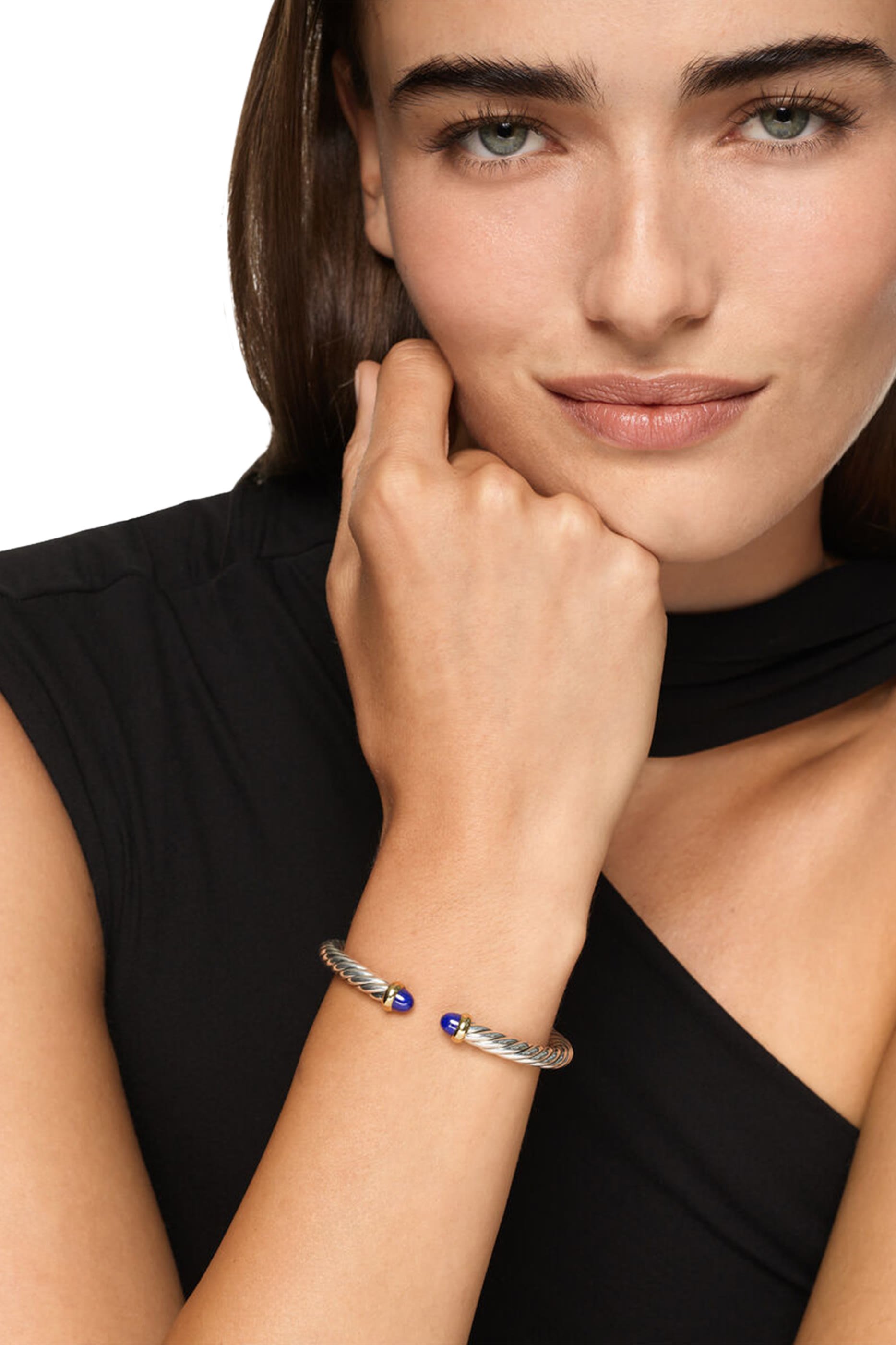 Cable Flex&reg; Bracelet, Sterling Silver, 14k Yellow Gold & Lapis