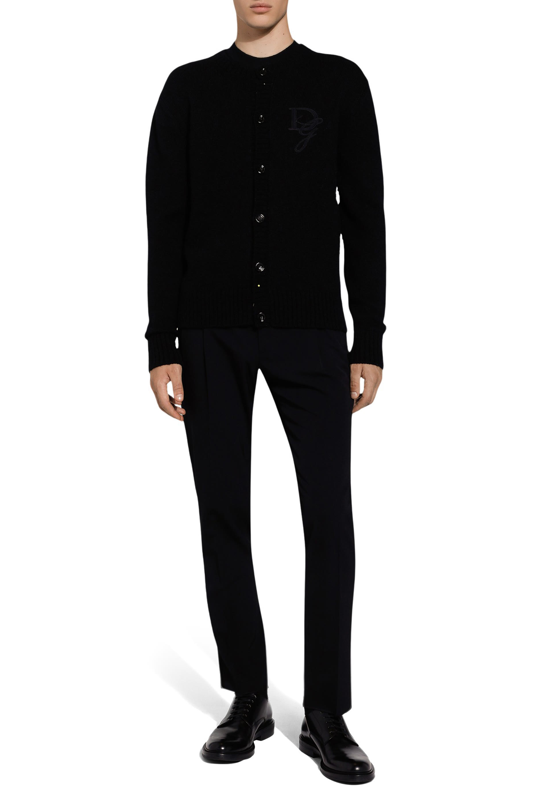 Cashmere Round-Neck Sweater with DG Embroidery
