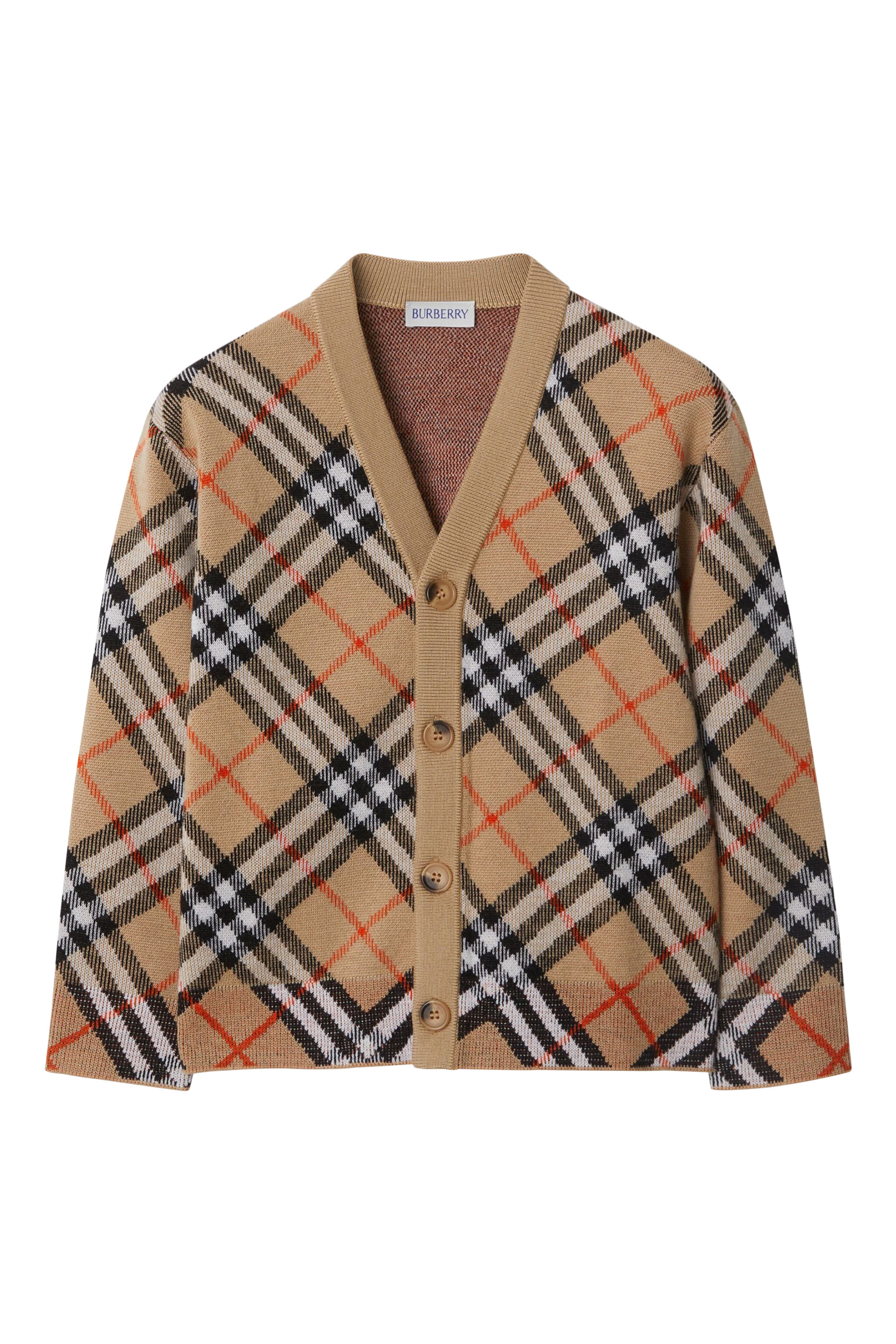 Kids Check Wool Cardigan