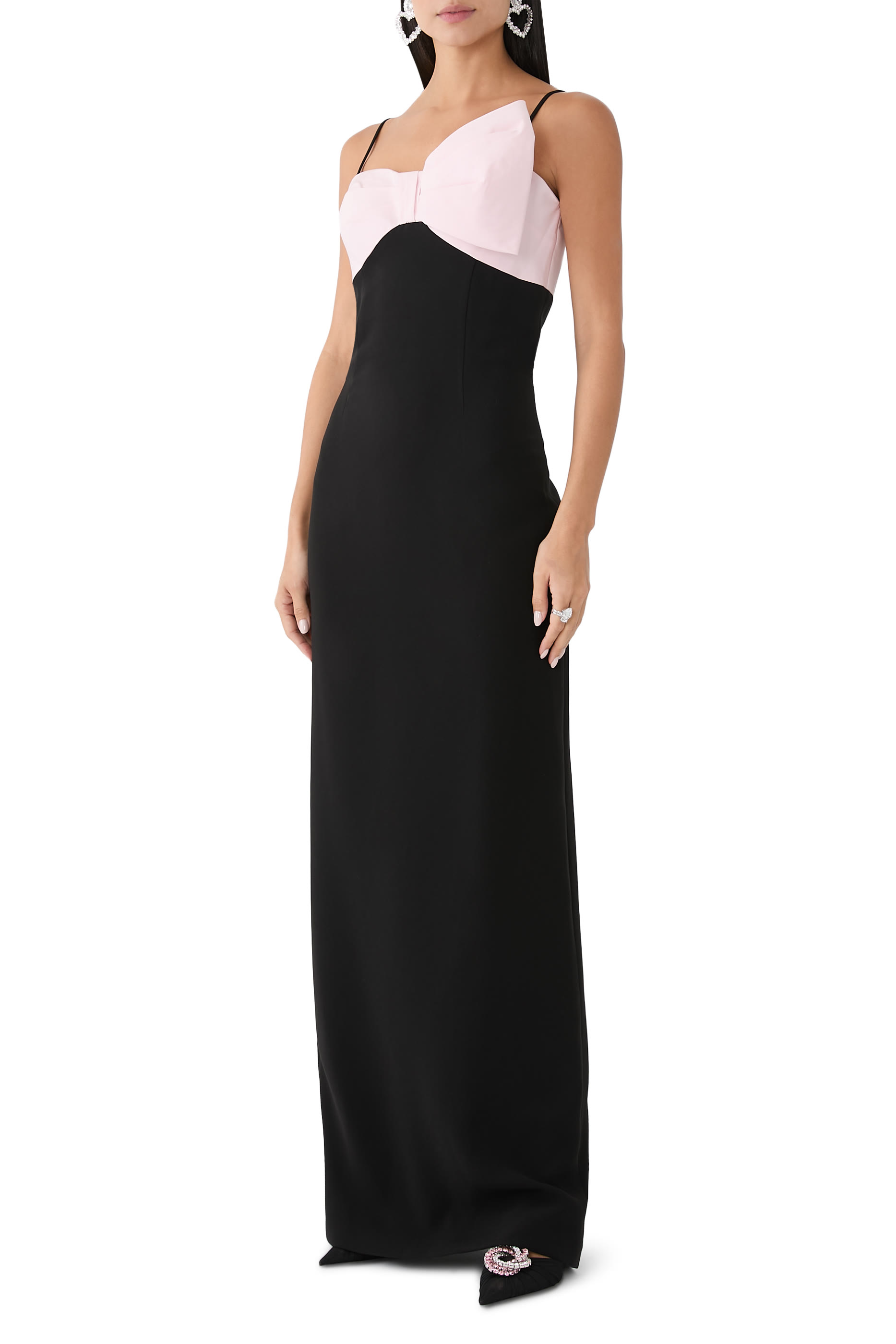 Crepe Mikado Bow Bodice Gown