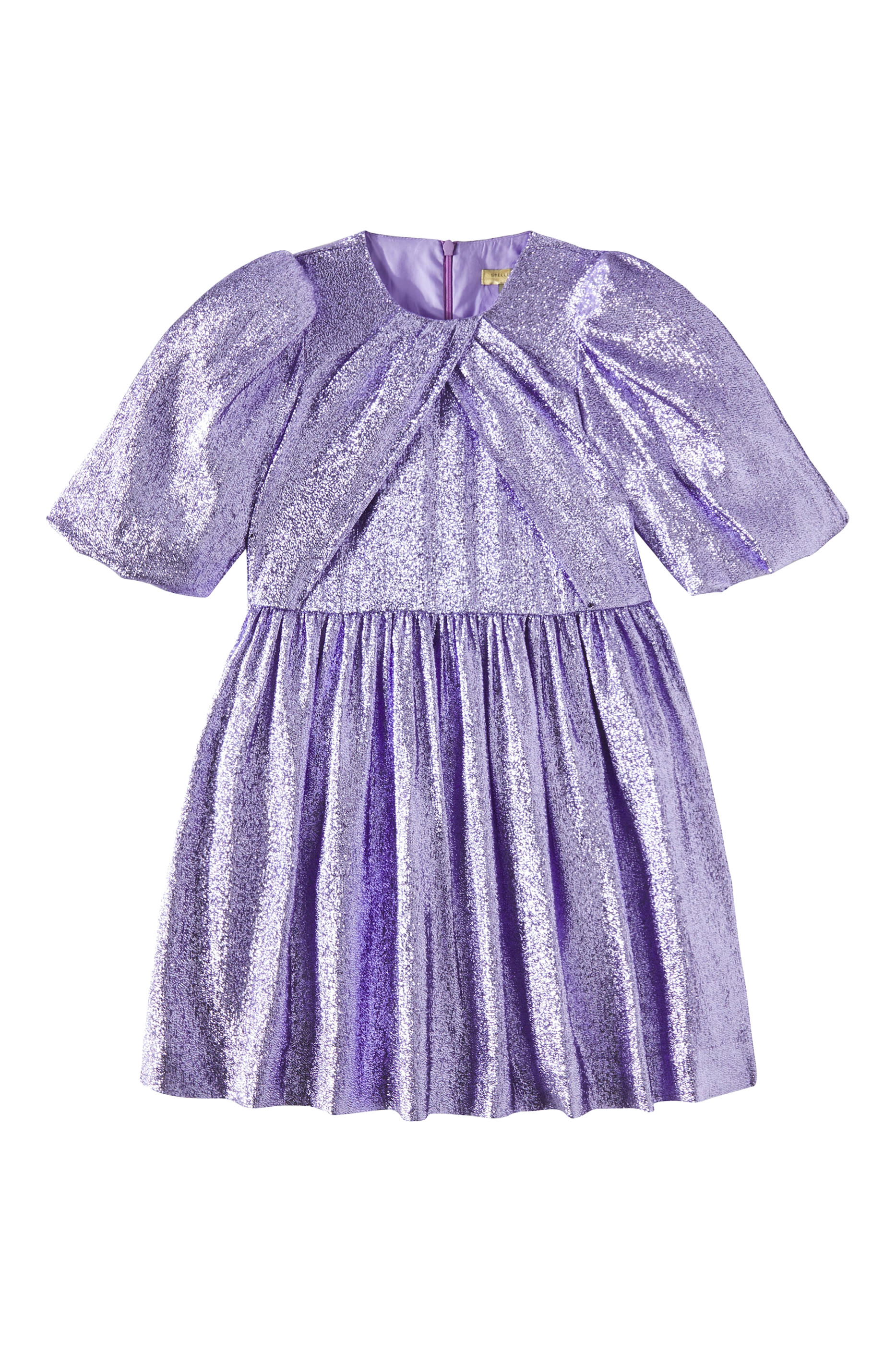 Kids Metallic Pleated Tulle Dress
