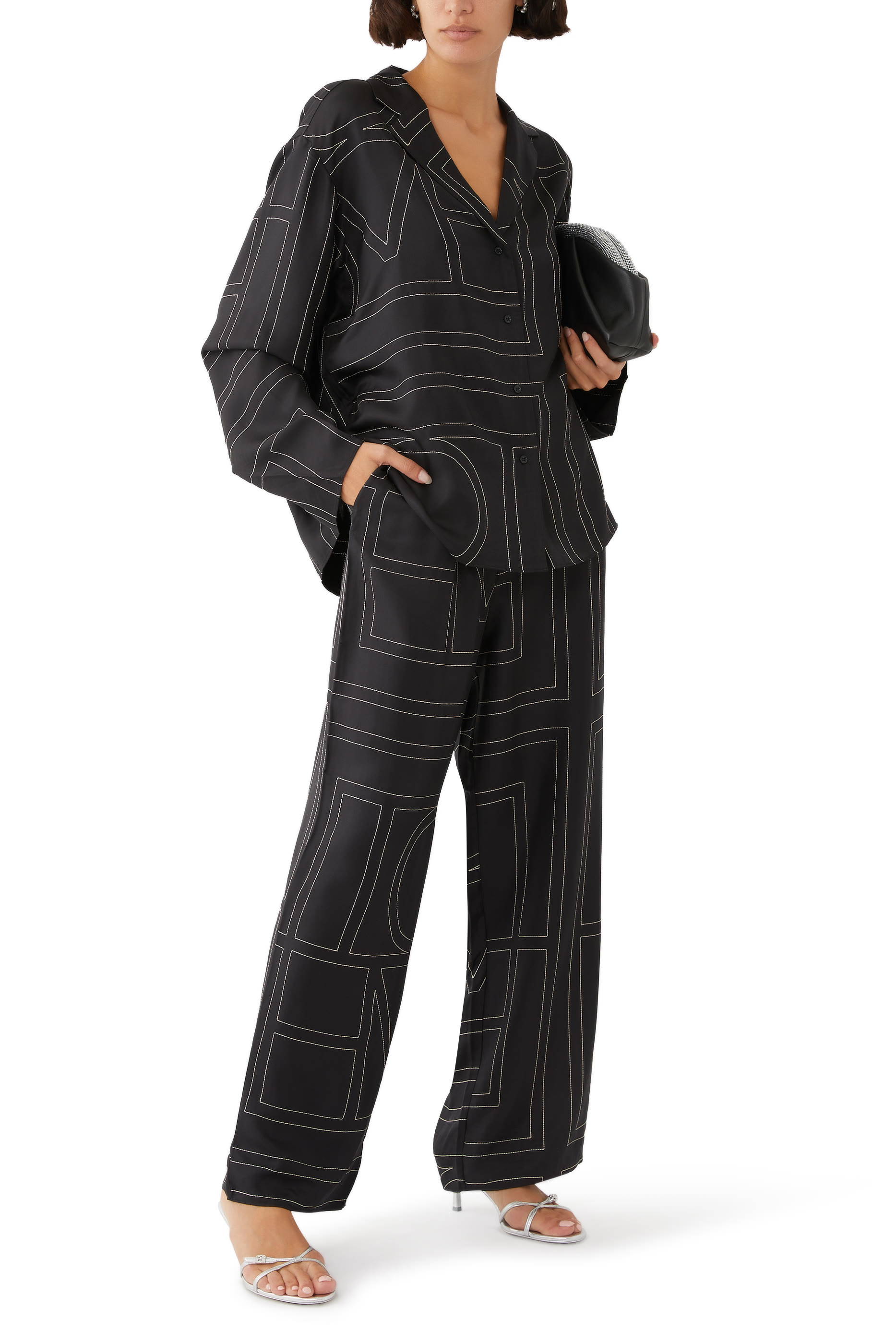 Monogram Silk Pants