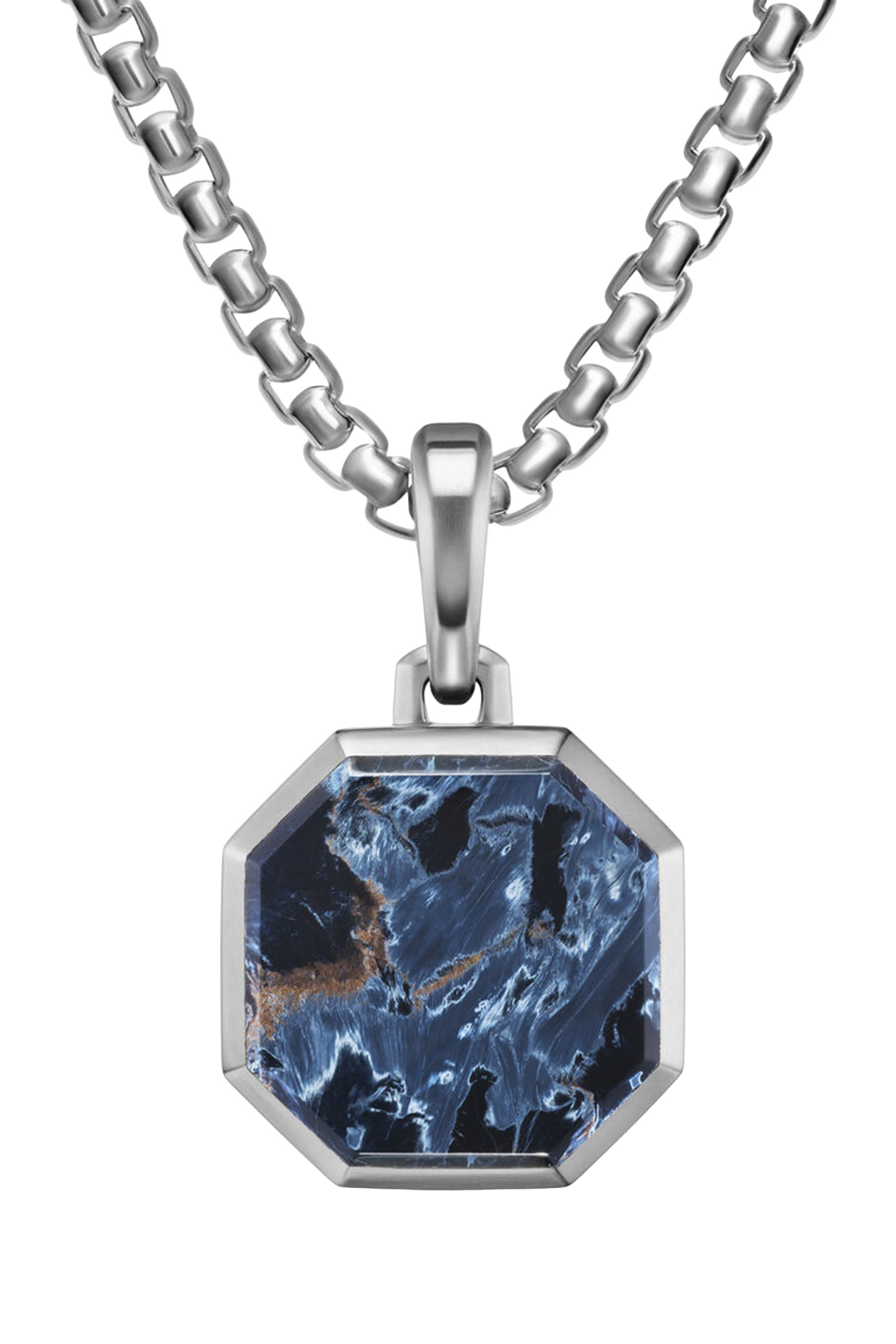 Faceted Stone Amulet, Sterling Silver & Pietersite