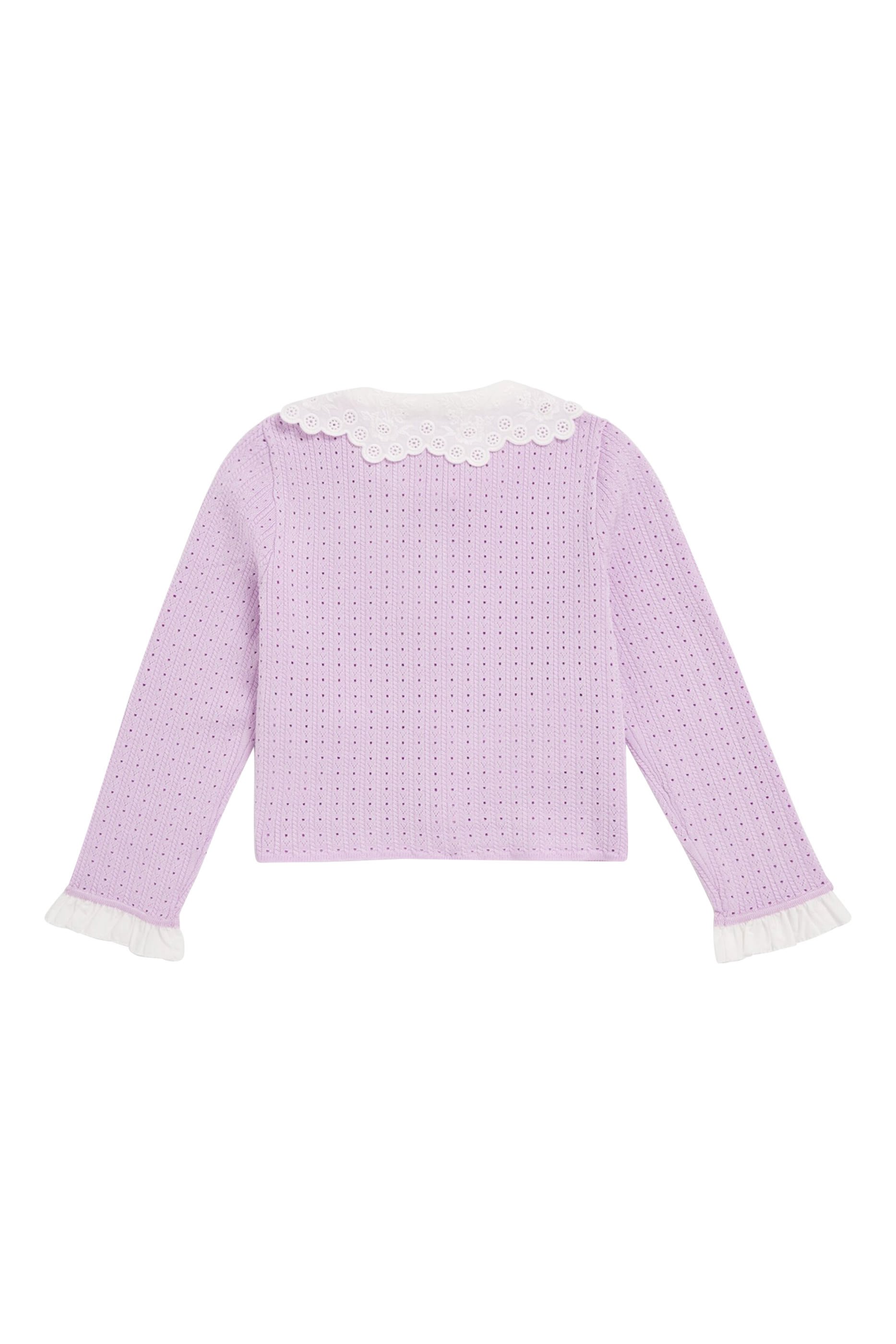 Kids Pointelle Ribbed Knit Cardigan