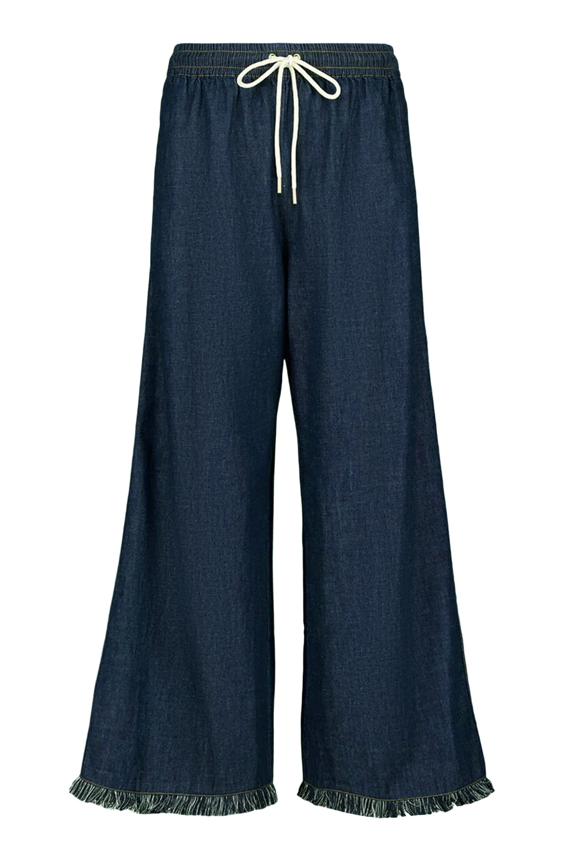 Rhiannon Fringed Denim Wide-Leg Jeans