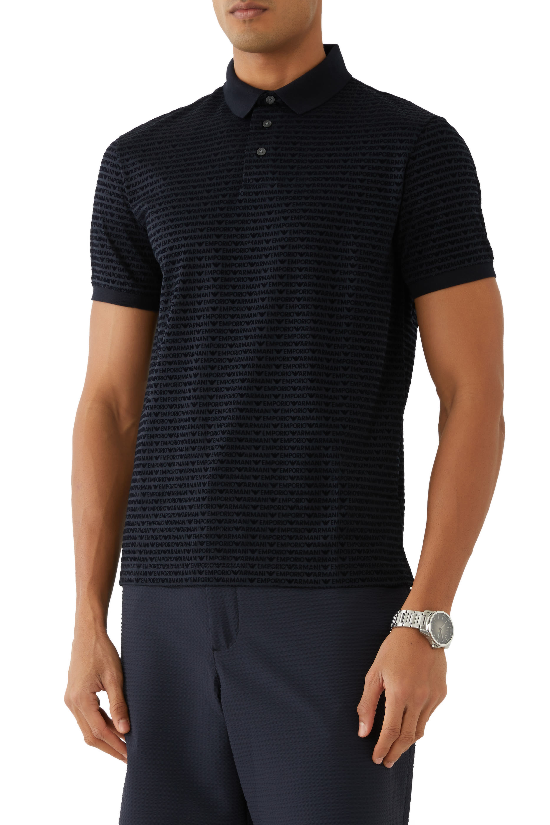 All-Over Flock Logo Lettering T-Shirt