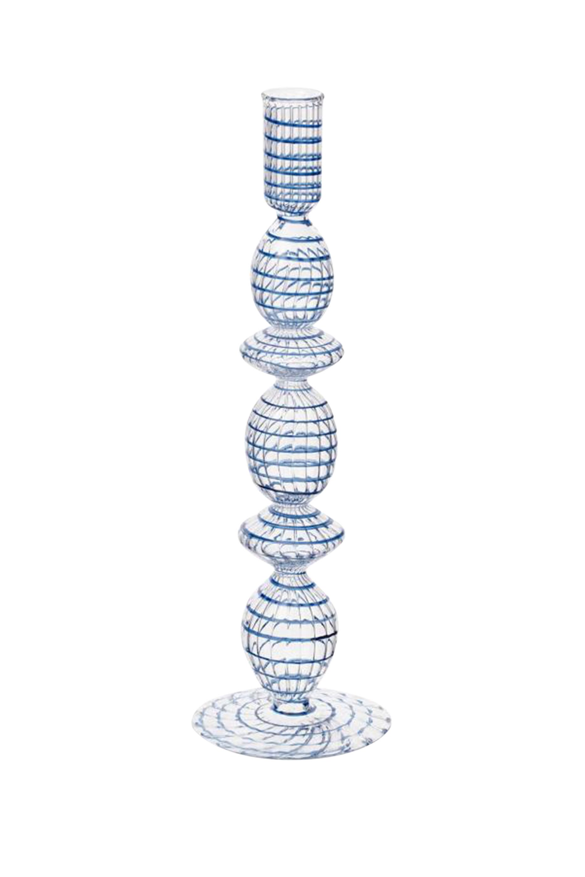 Large Glass Swirl Candle Holder