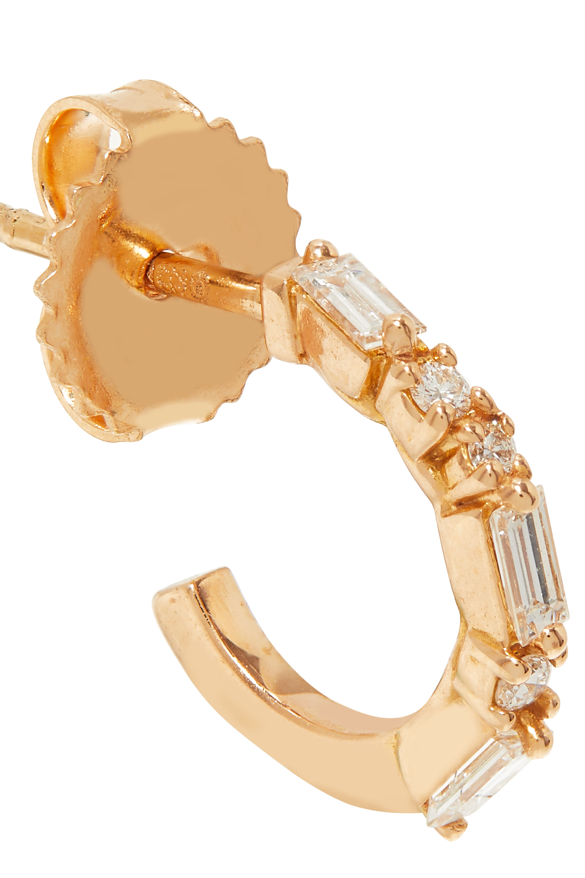 Fireworks Baguette Hoop Earrings, 18k Rose Gold & Diamonds