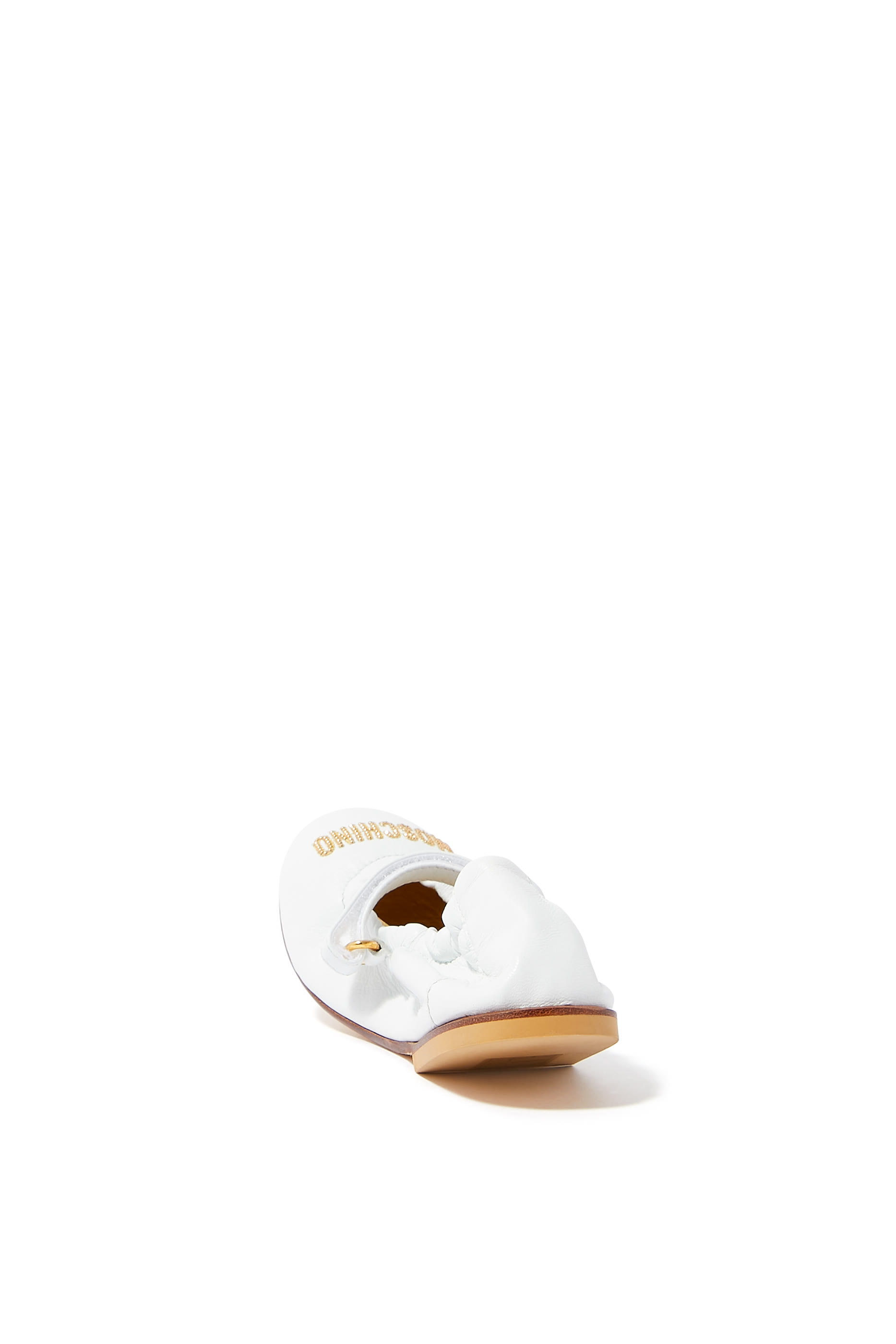 Kids Studded Logo Nappa Leather Ballet Flats