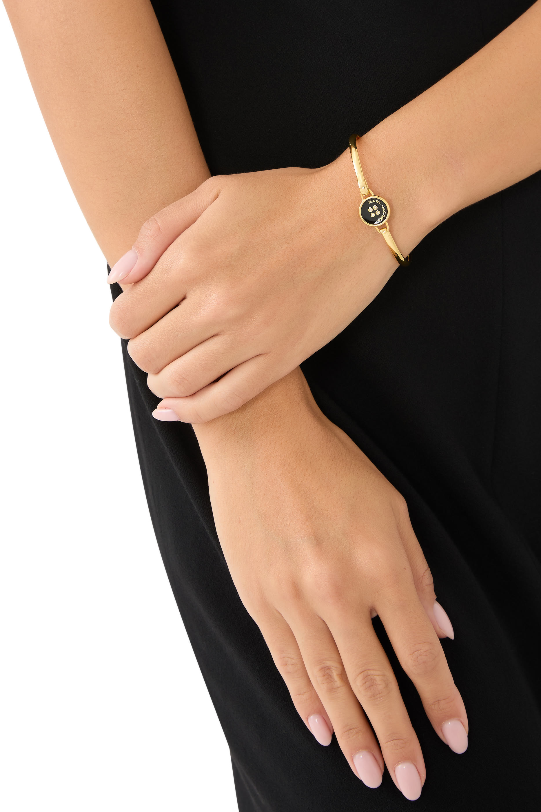 The Button Hinge Bracelet, Gold-Plated Brass with Enamel & Glass Stones