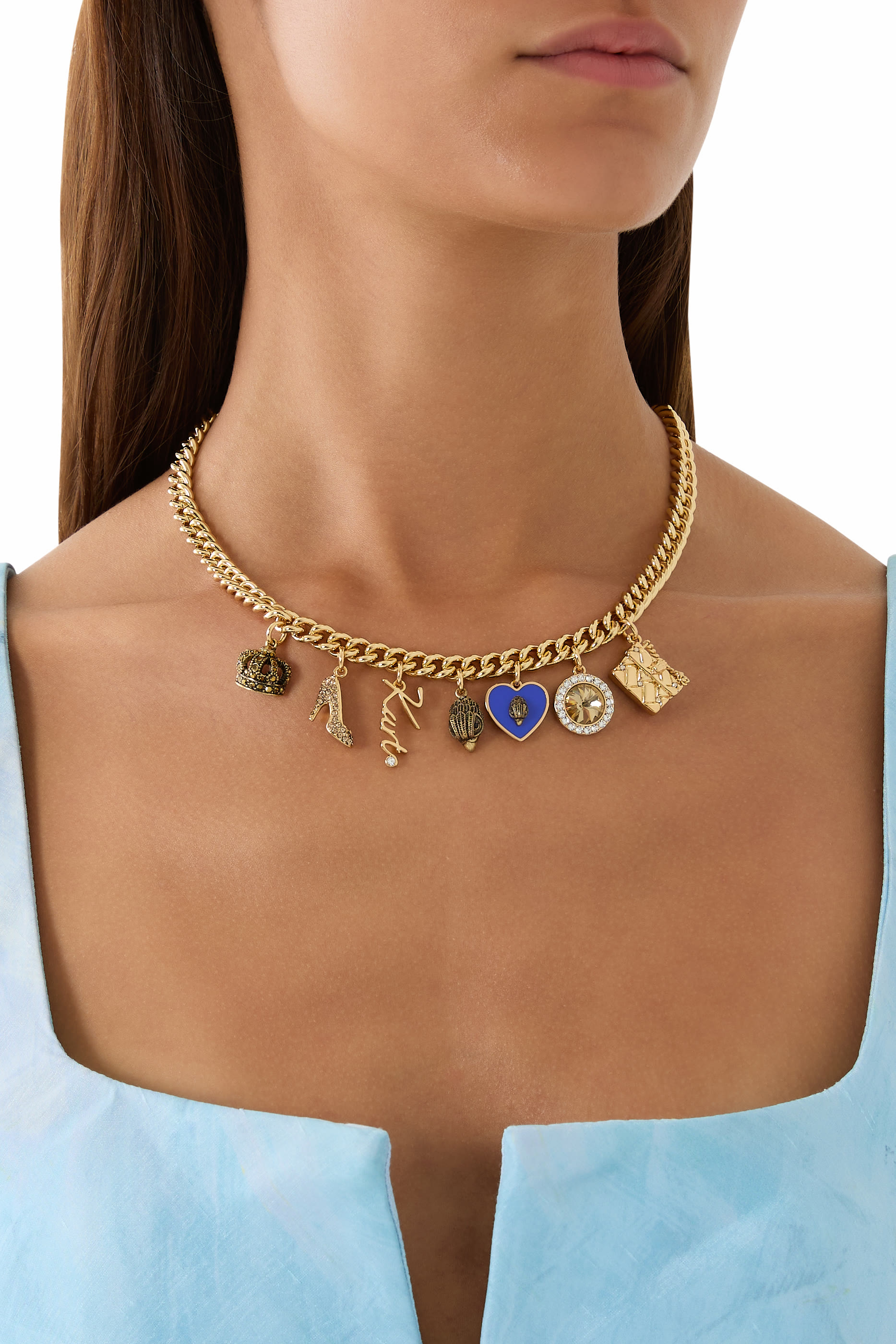 Kurt Charm Necklace, Brass
