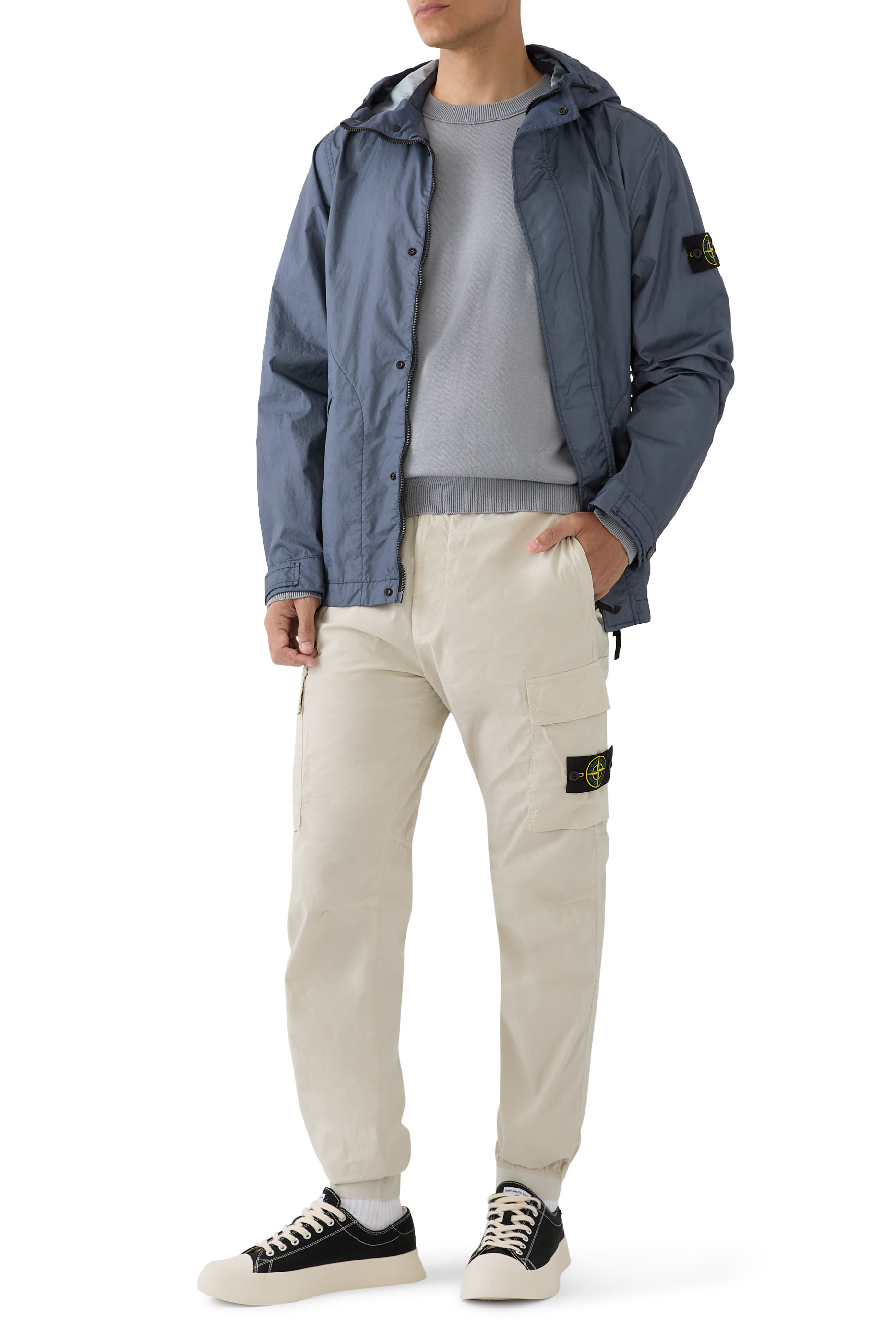 Logo Patch Cotton Fleece Crewneck Sweatshirt