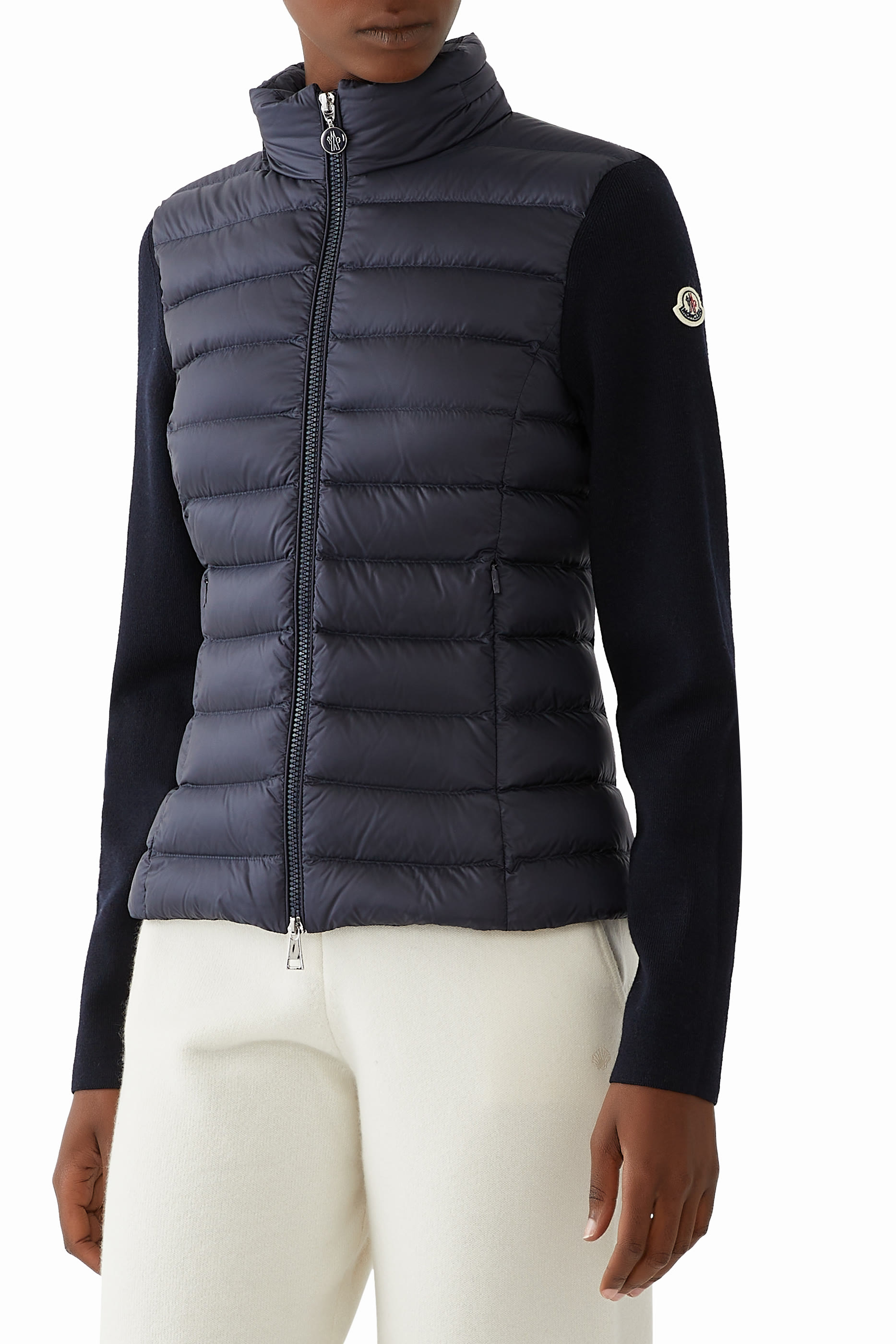 Padded Cotton Zip-Up Cardigan