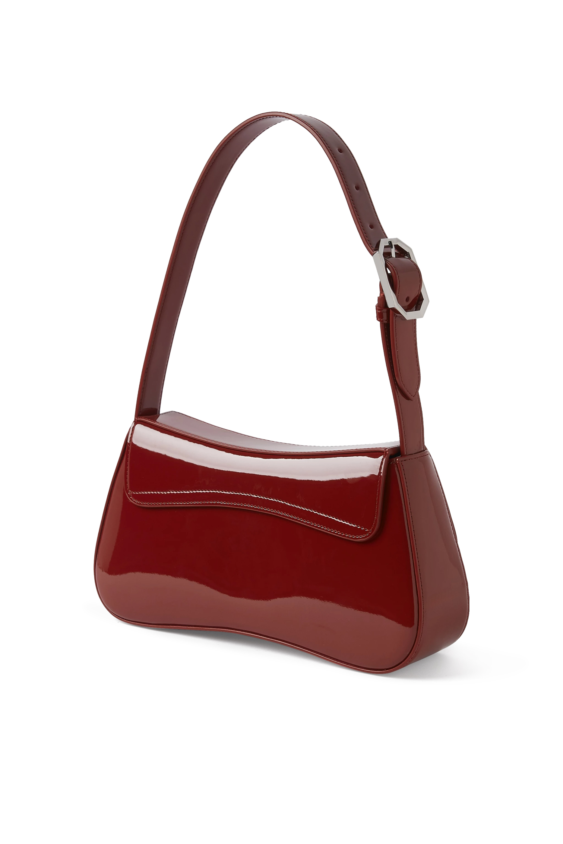 Patent-Effect Shoulder Bag