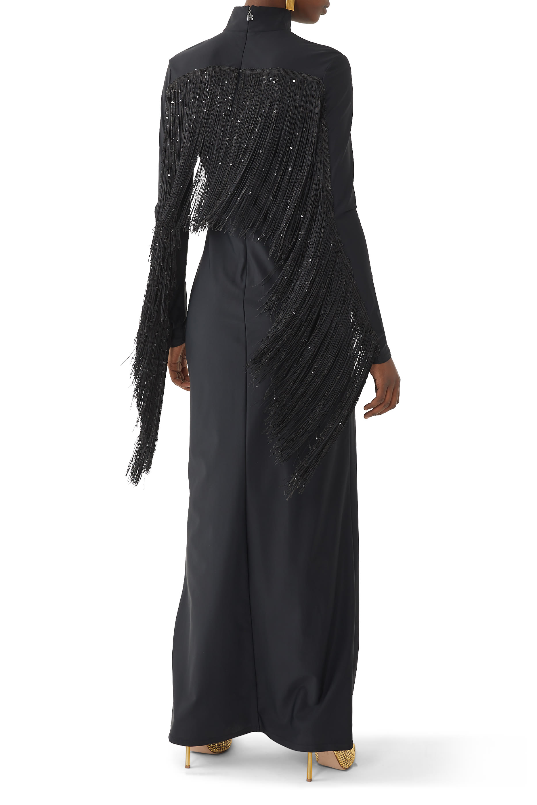 Sequin Fringe Long Sleeve Dress