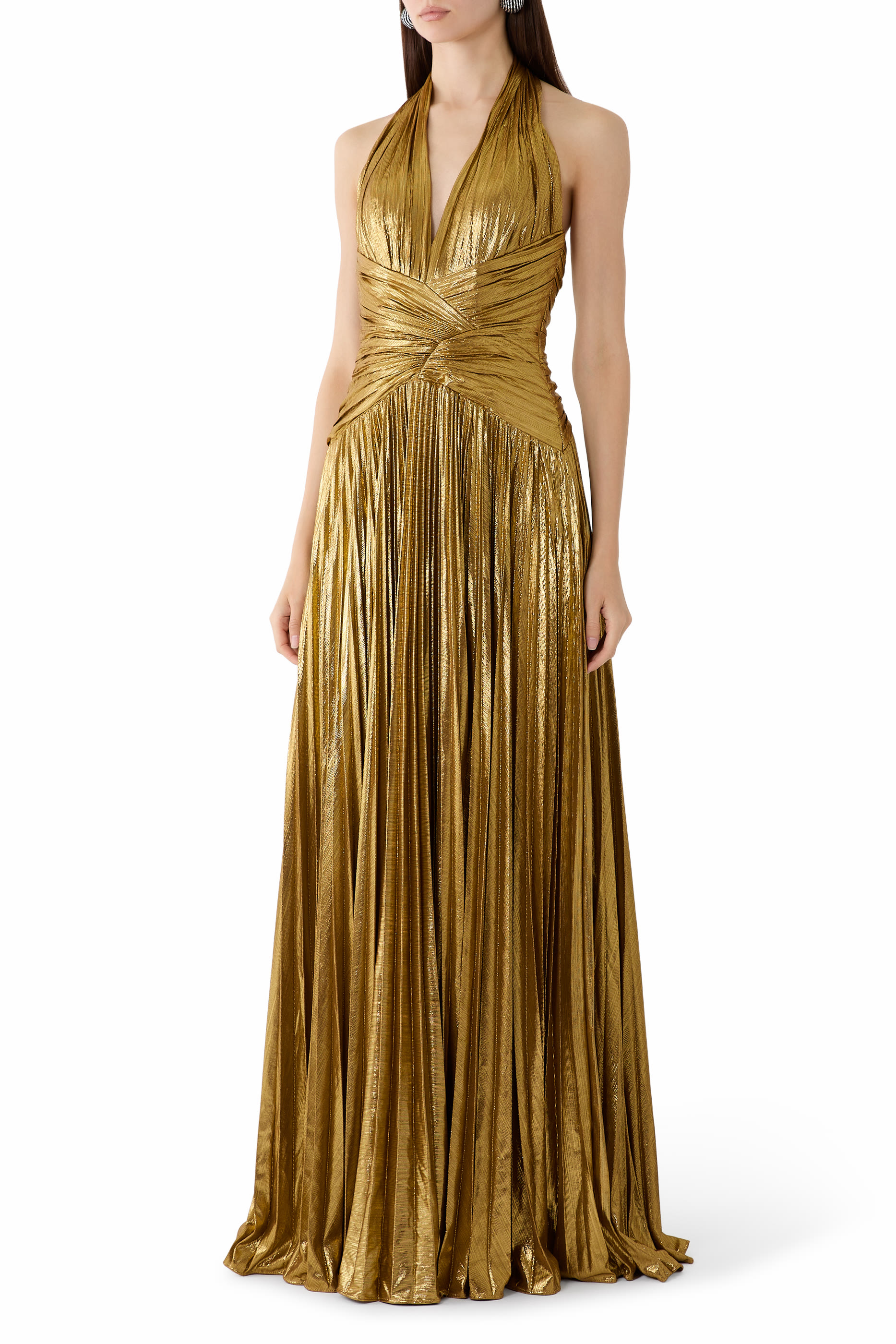 Draped Halter Pleated Gown