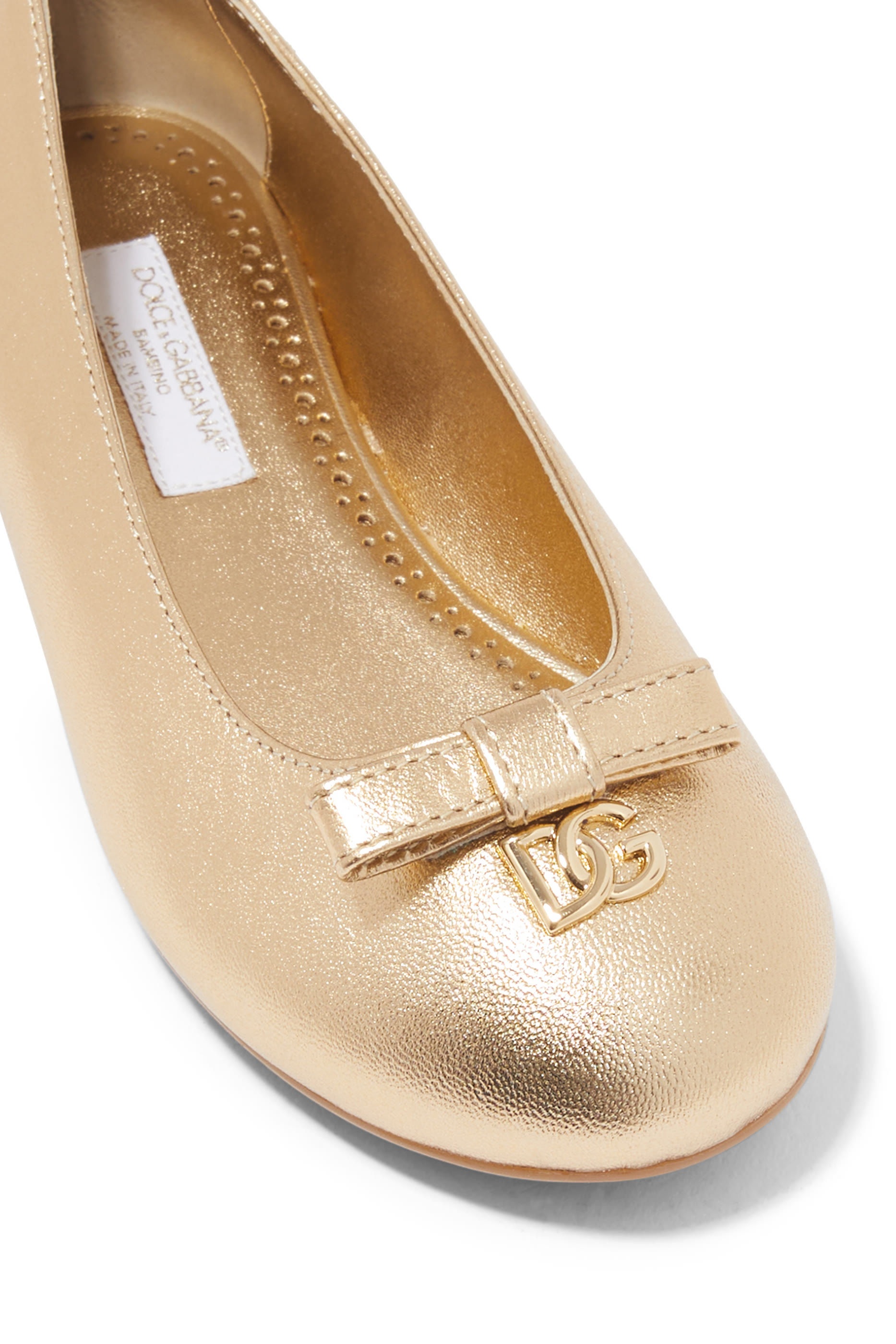 Kids DG Bow Leather Ballet Flats
