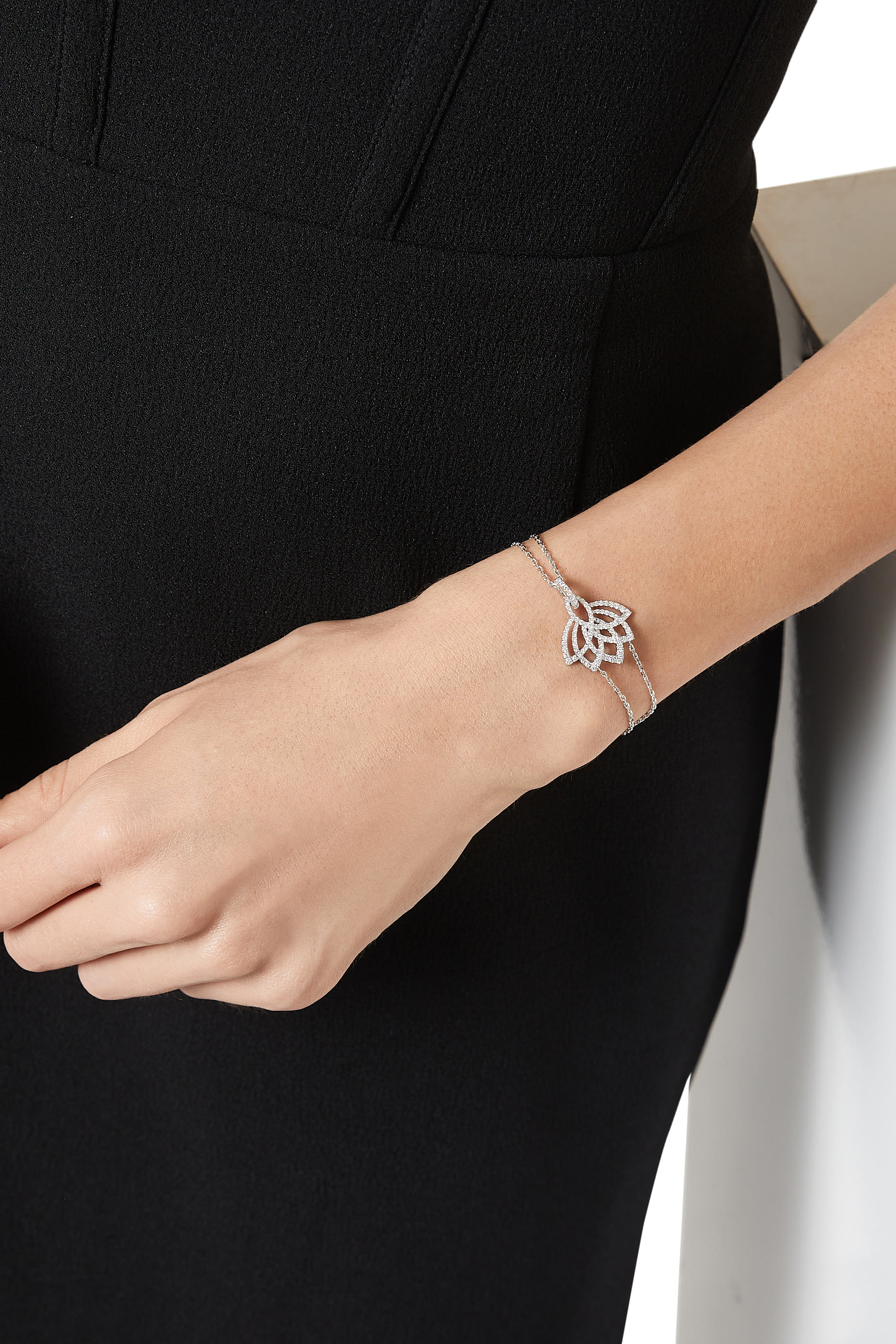 Lotus Blossom Bracelet, 18K White Gold & Diamonds