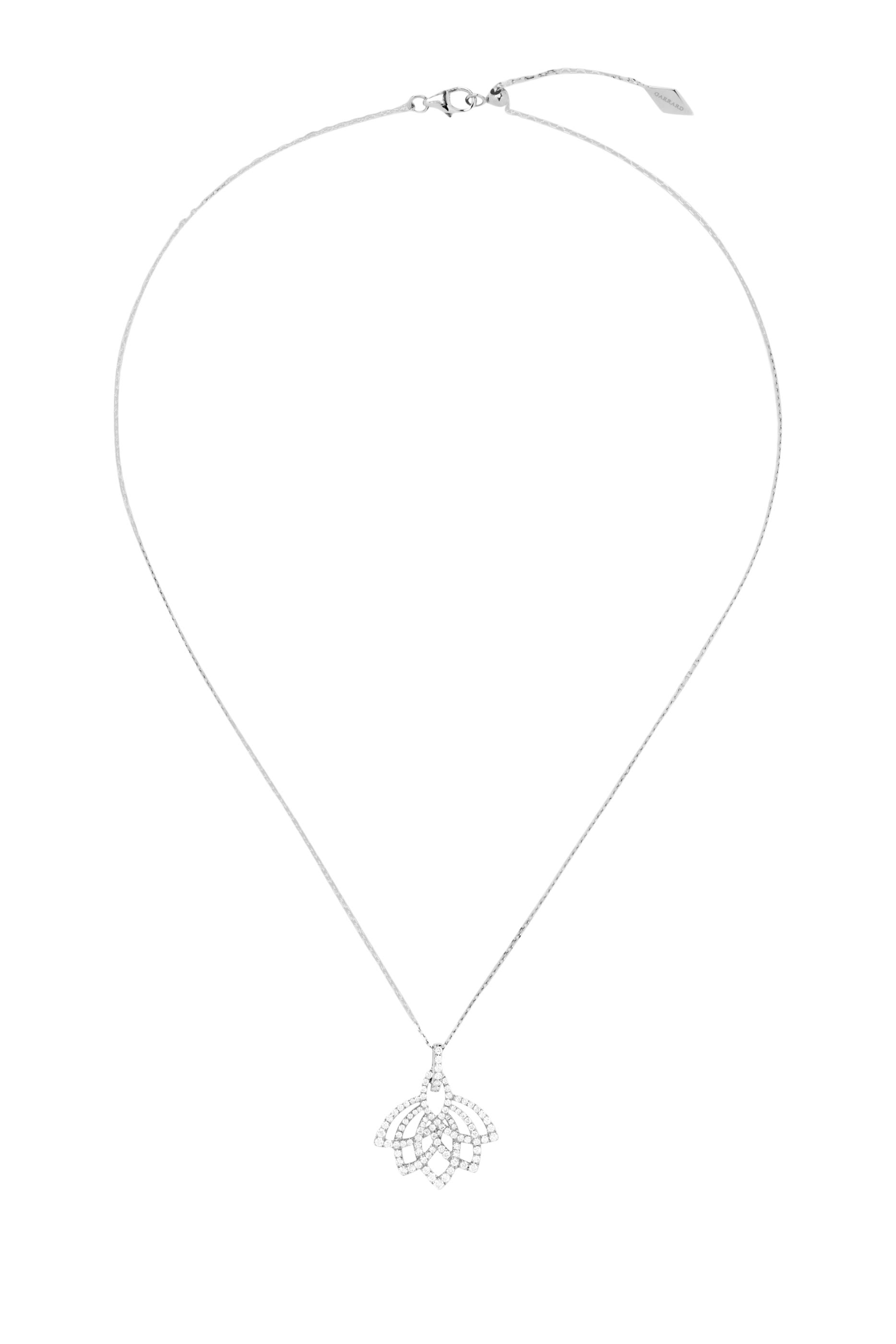 Lotus Blossom Pendant Necklace, 18K White Gold & Diamonds