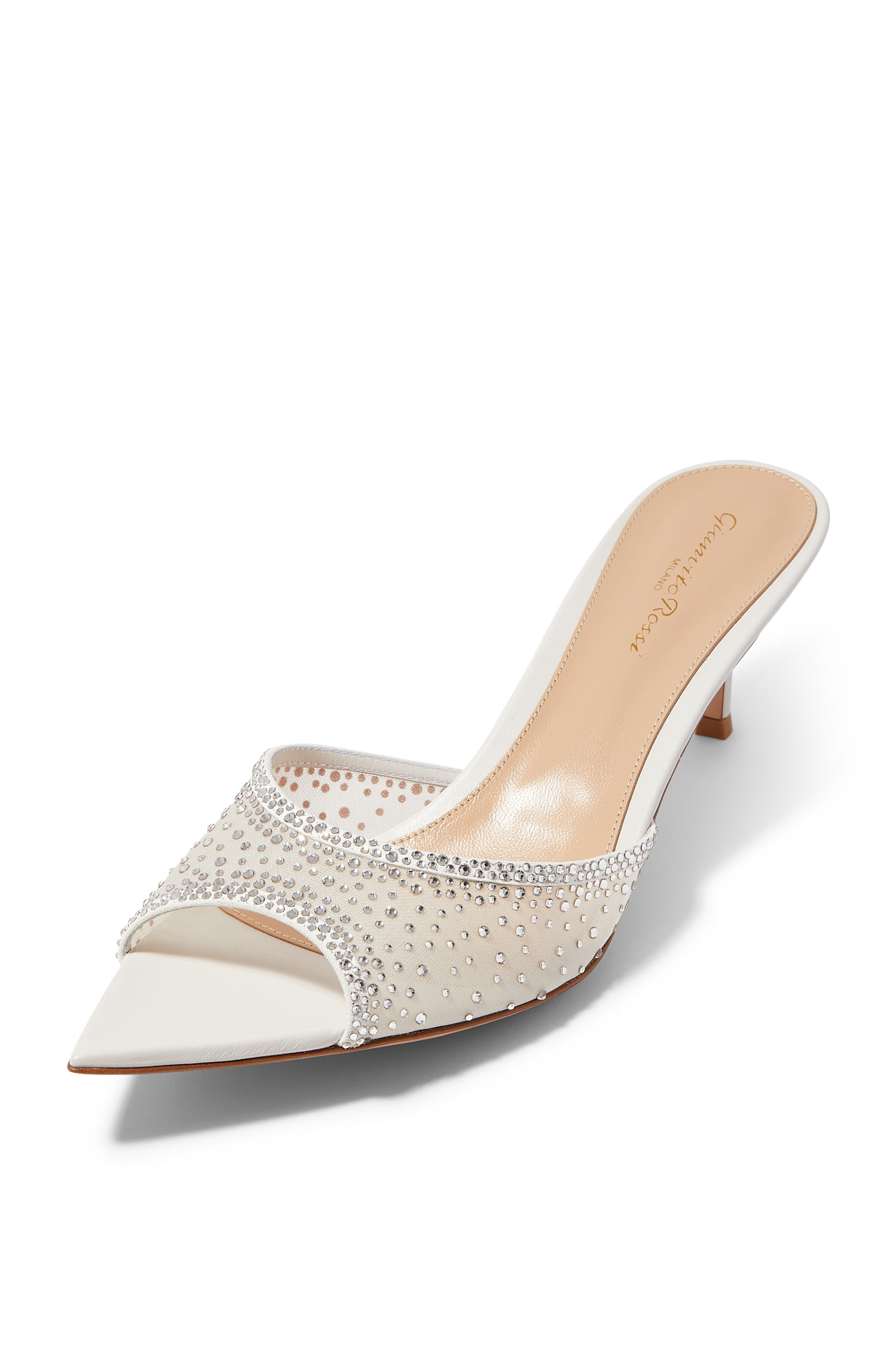 Rania 55 Suede Organza Embellished Mules