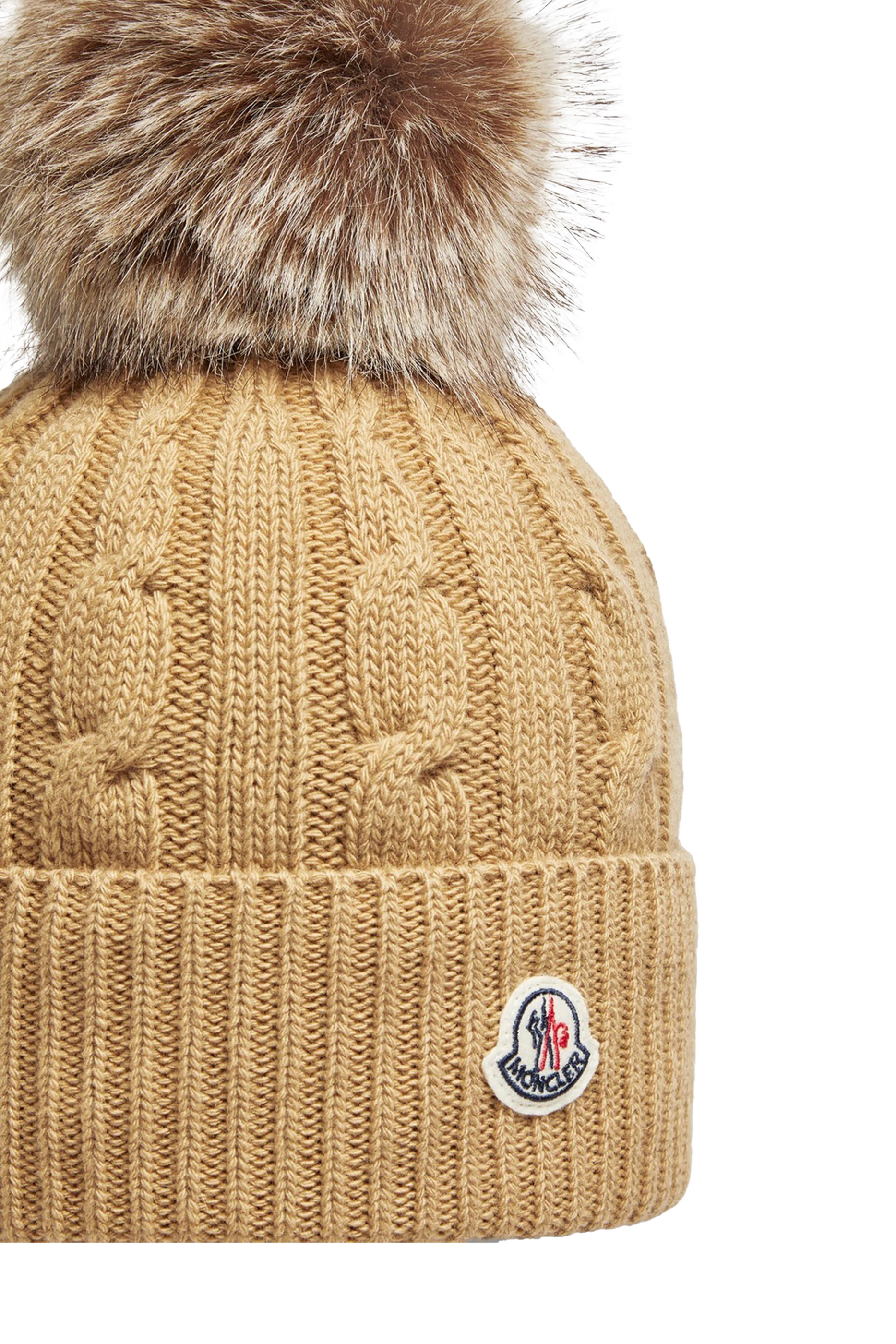 Wool & Cashmere Beanie with Faux Fur Pom Pom