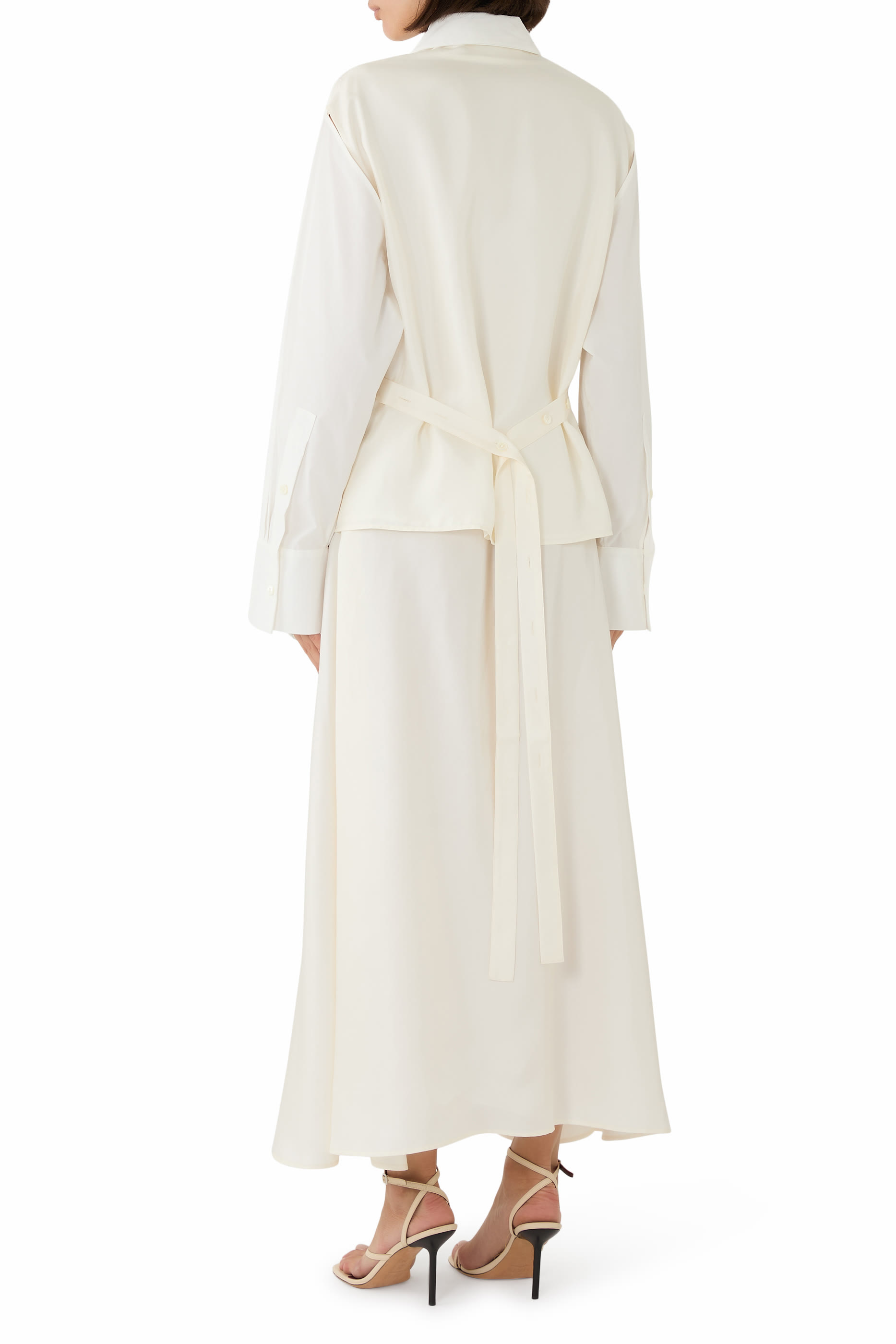 Poplin Silk Combined Gilet-Dress
