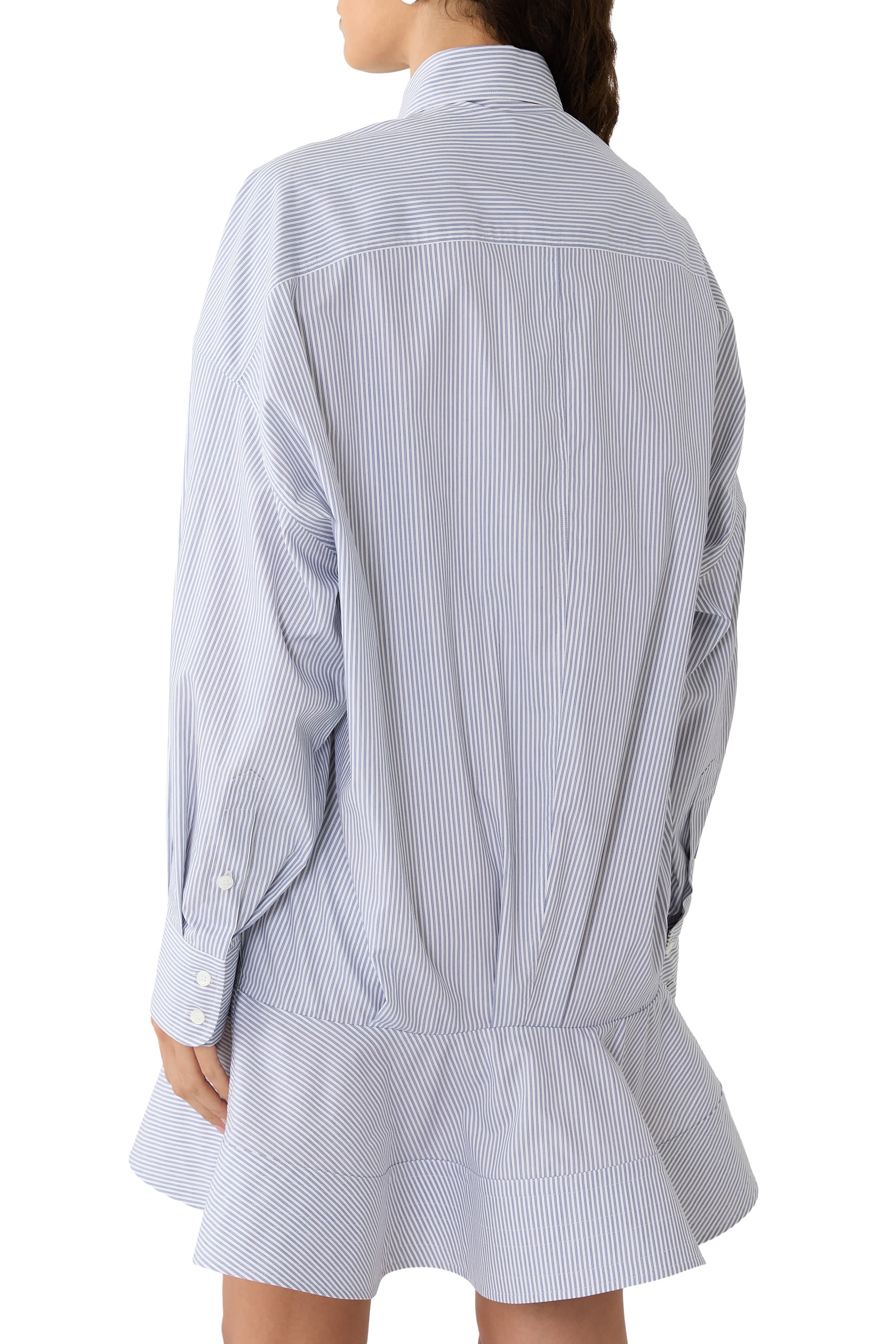Poplin Peplum Piqu&eacute; Shirt Dress 