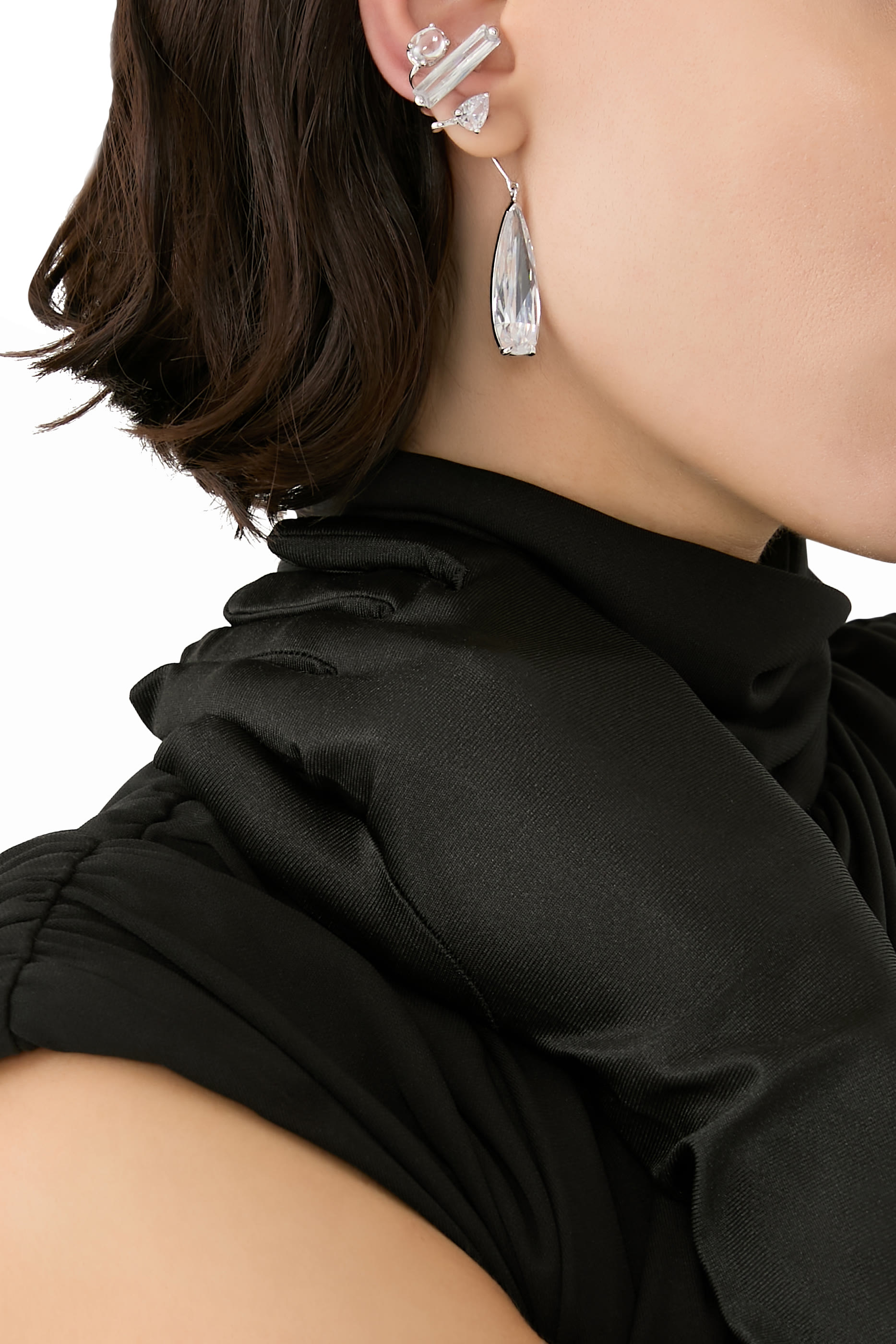 Clear Mixed Hybrid Drop Ear Cuffs