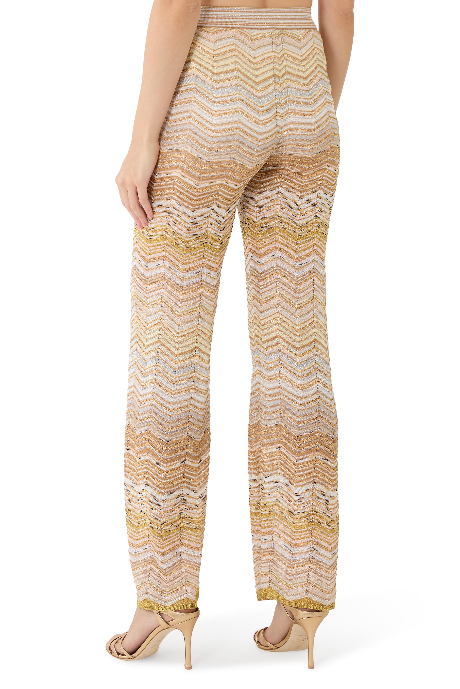  Chevron Lurex Sequinned Wide Leg Pants