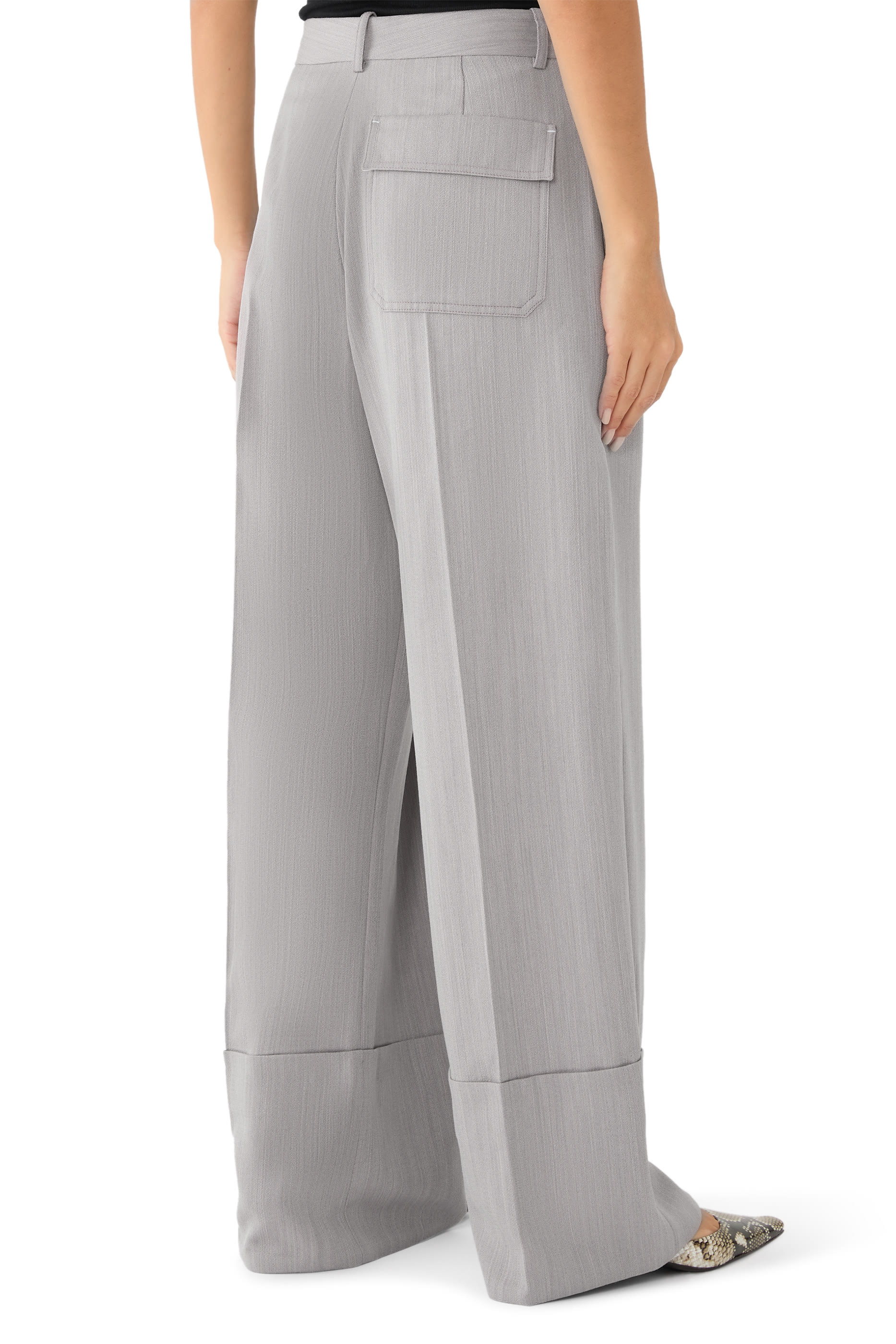 Wide Leg Turn-Up Trouser